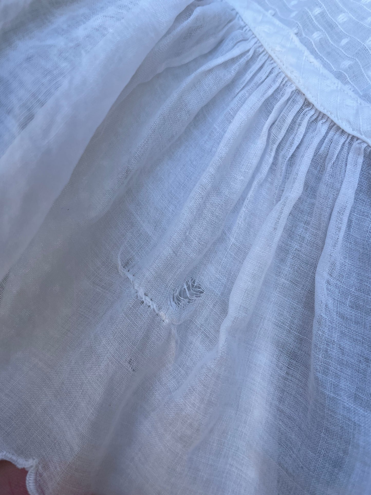 Antique Bell Epoque 1890s Cotton Swiss Dot Trained Peignoir
