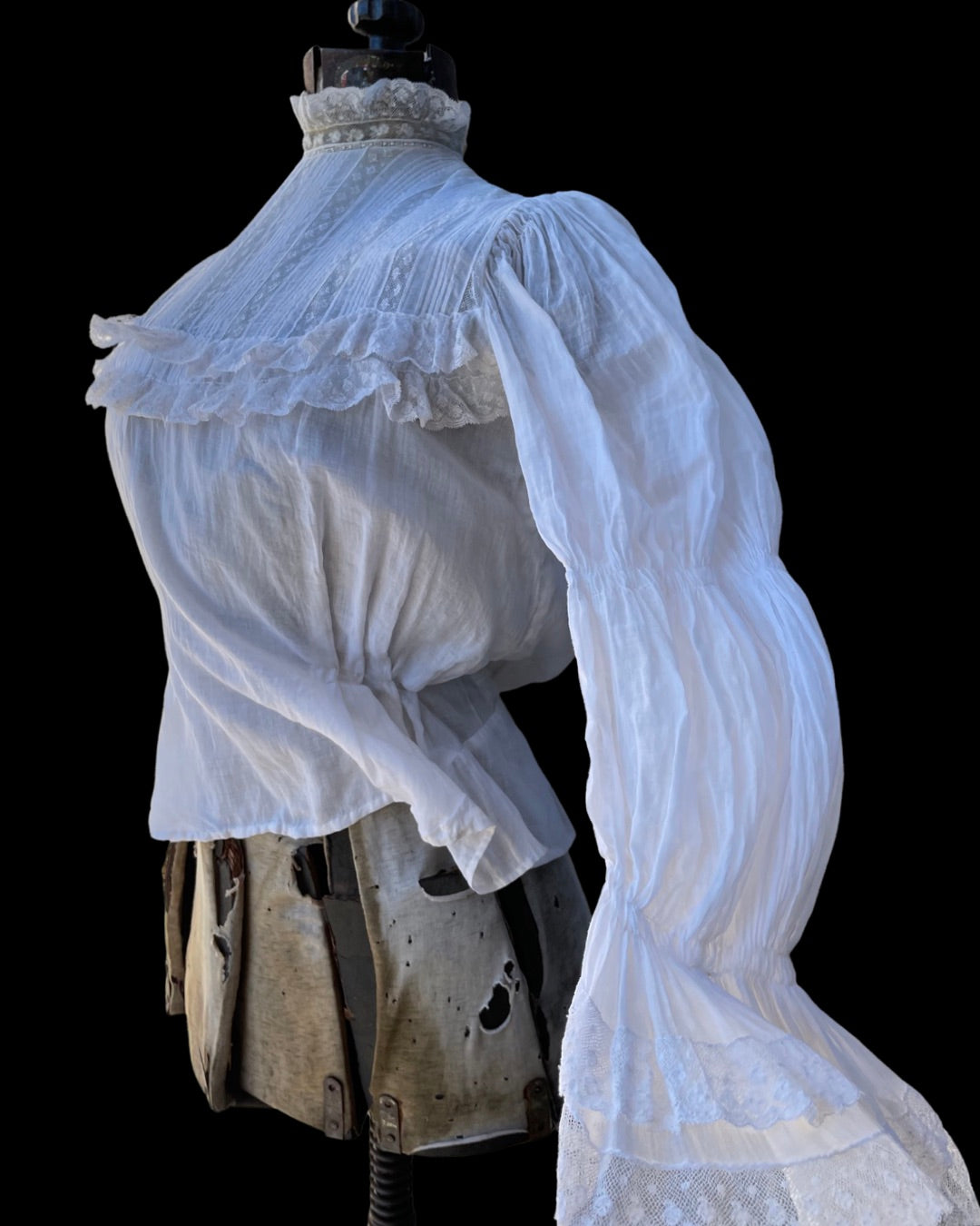 Edwardian Hand Smocked Poet Sleeve Cotton Blouse