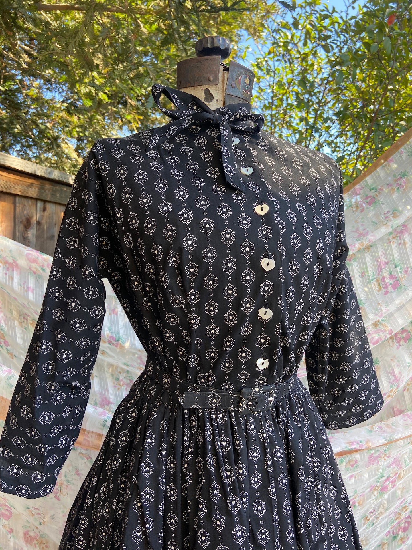 1940s Lanz Novelty Print Cotton Dress