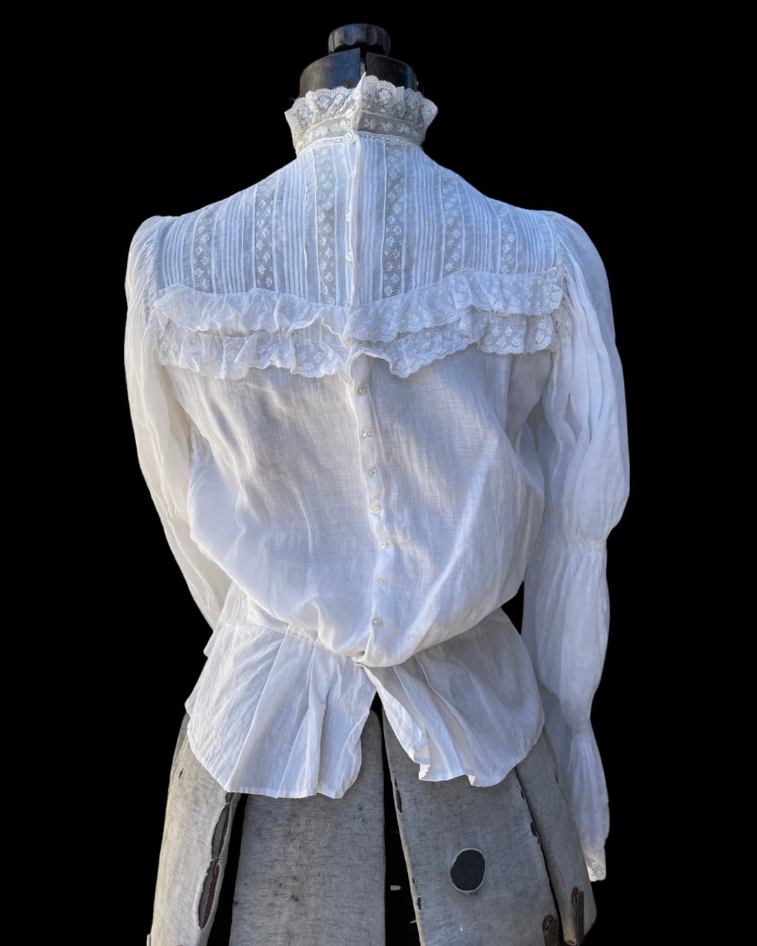 Edwardian Hand Smocked Poet Sleeve Cotton Blouse