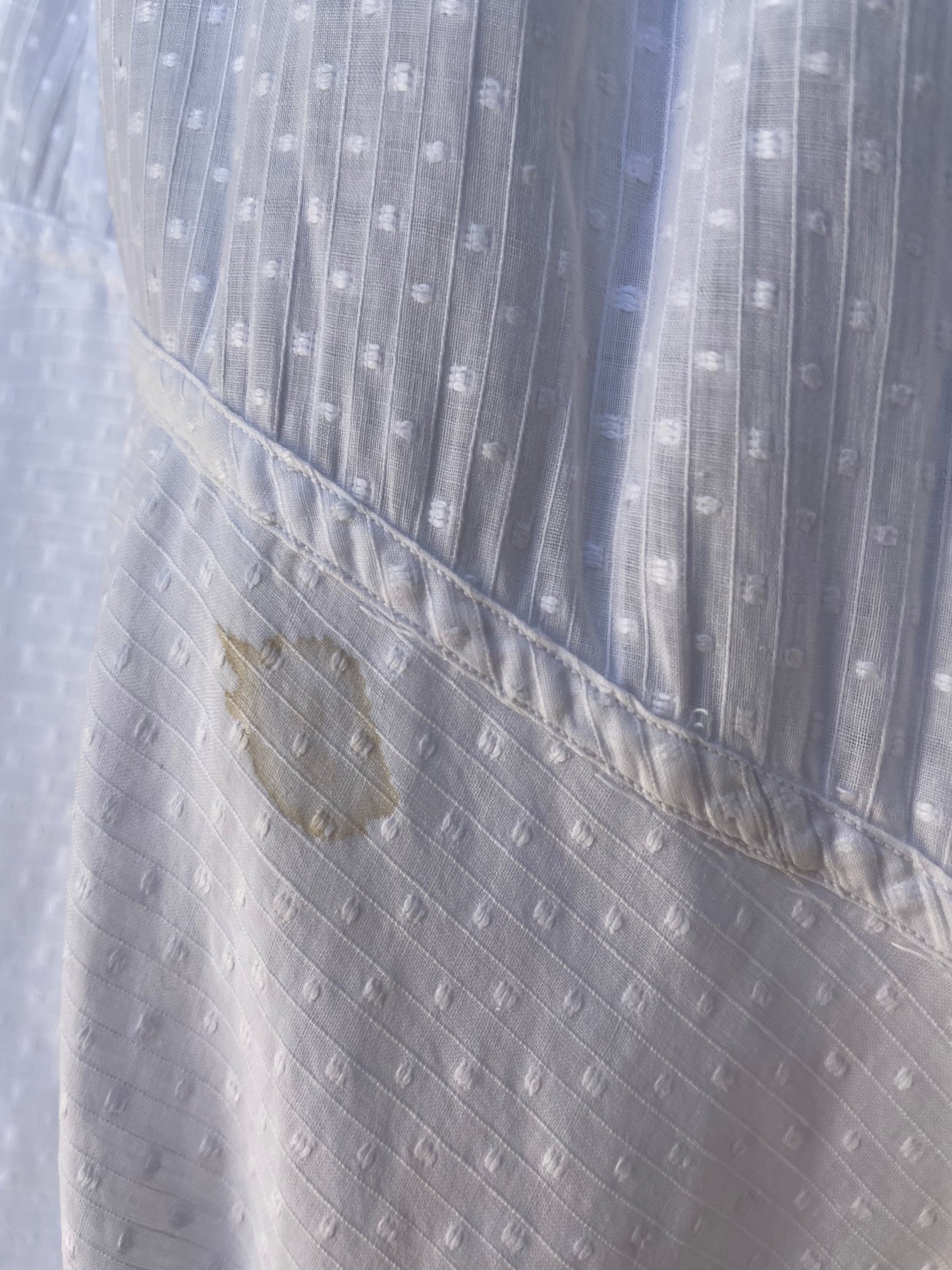 Antique Bell Epoque 1890s Cotton Swiss Dot Trained Peignoir