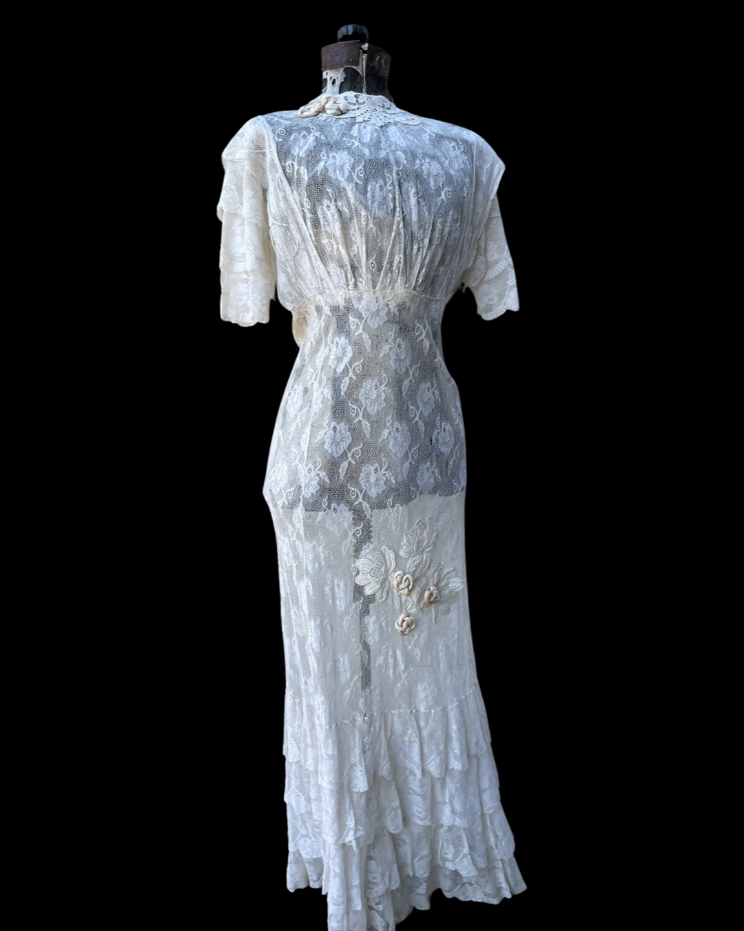 Edwardian Tiered Lace Appliqué Gown