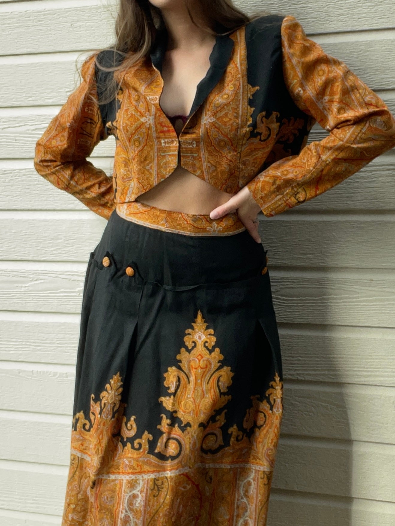 Rare Victorian Paisley Shawl Two Piece Set Circa 1930s/1940s