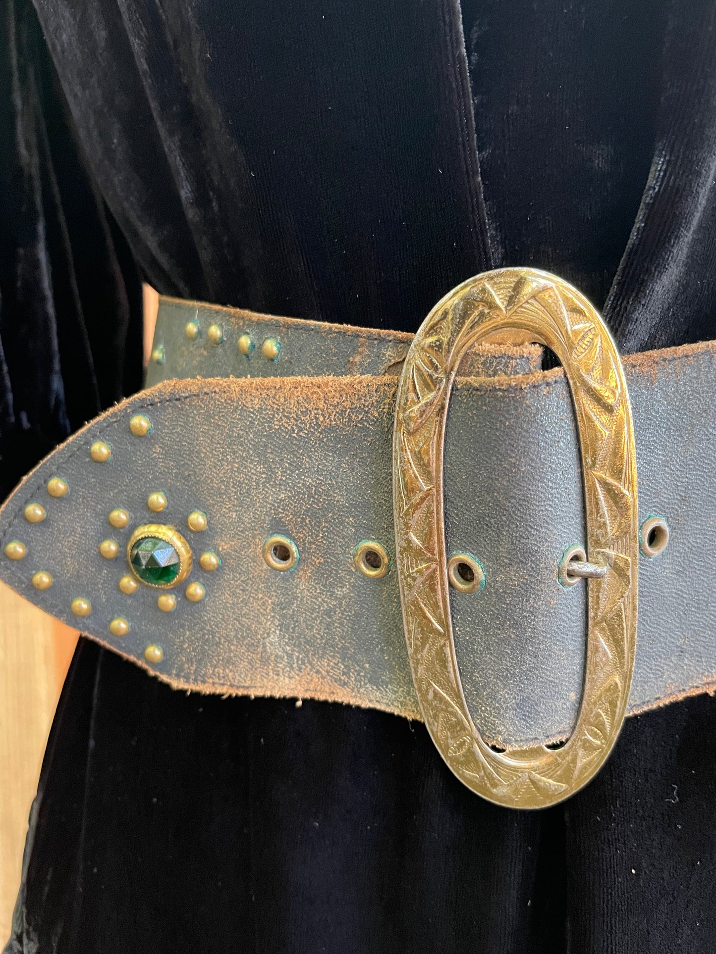 1940s Wide Studded & Jeweled Belt