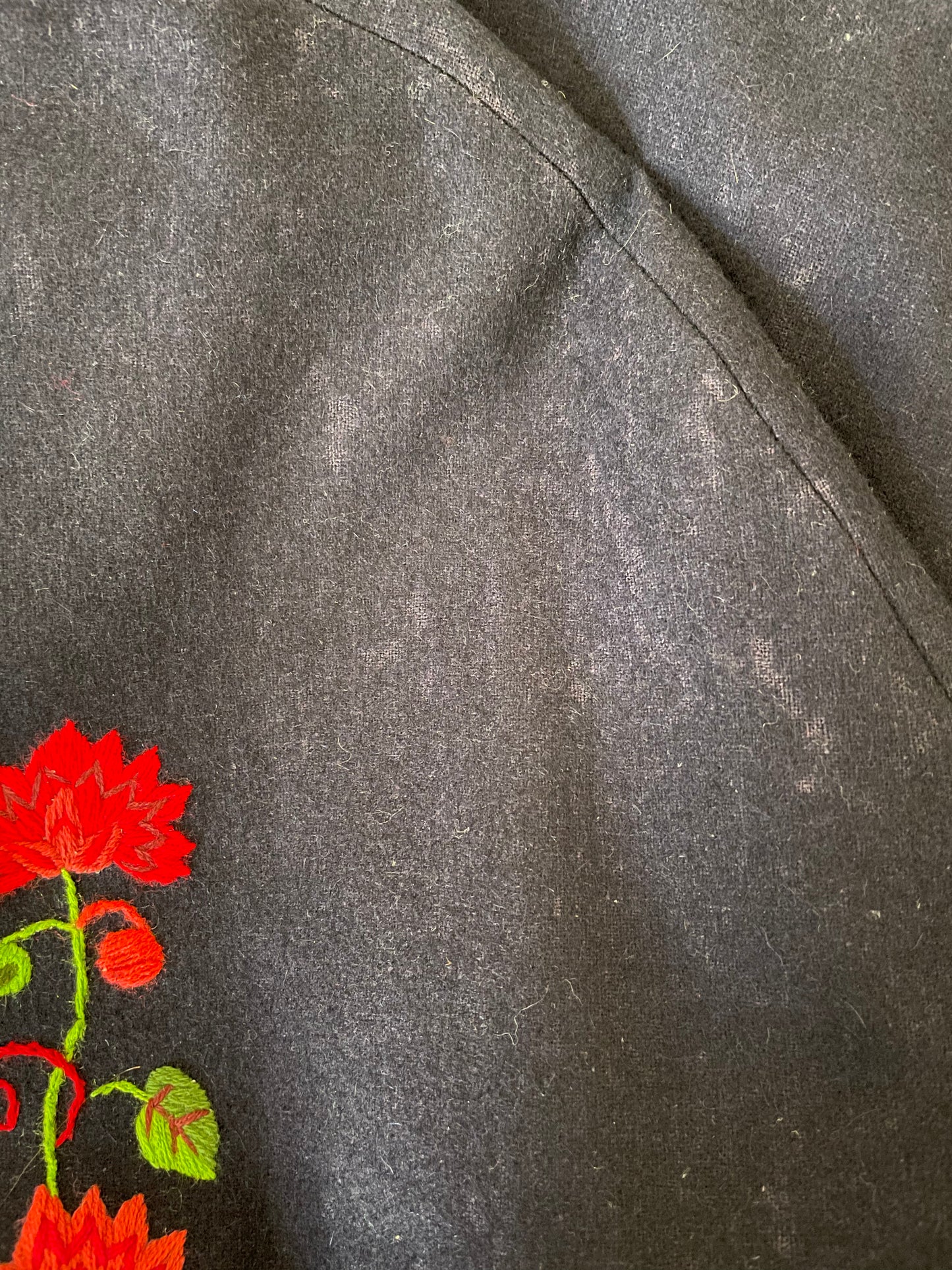 1940s Embroidered Hooded Wool Cape