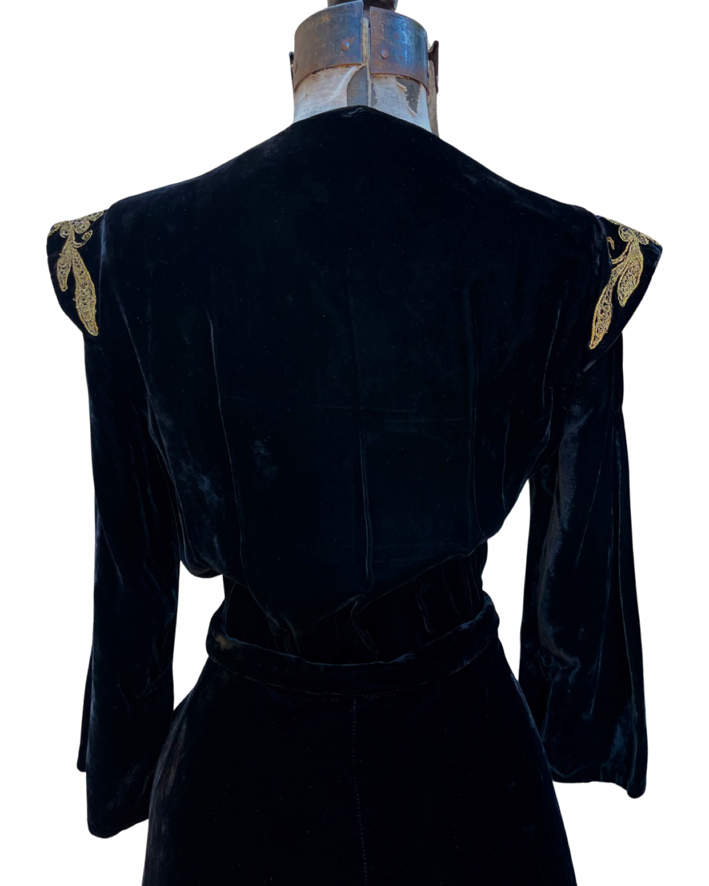 1940s Zip Front Velvet Dress