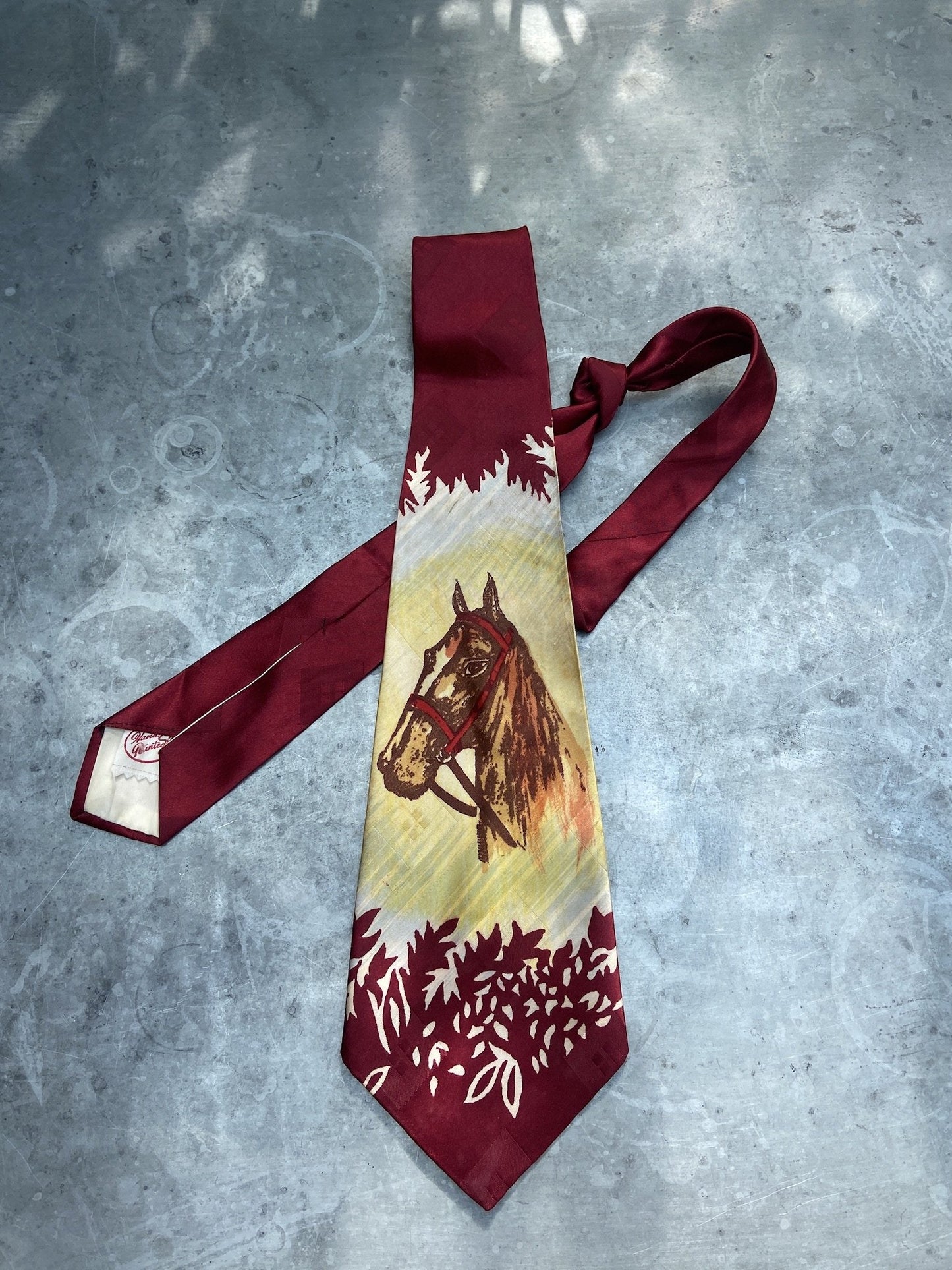 1940s Hand Painted Horse Head Western Tie