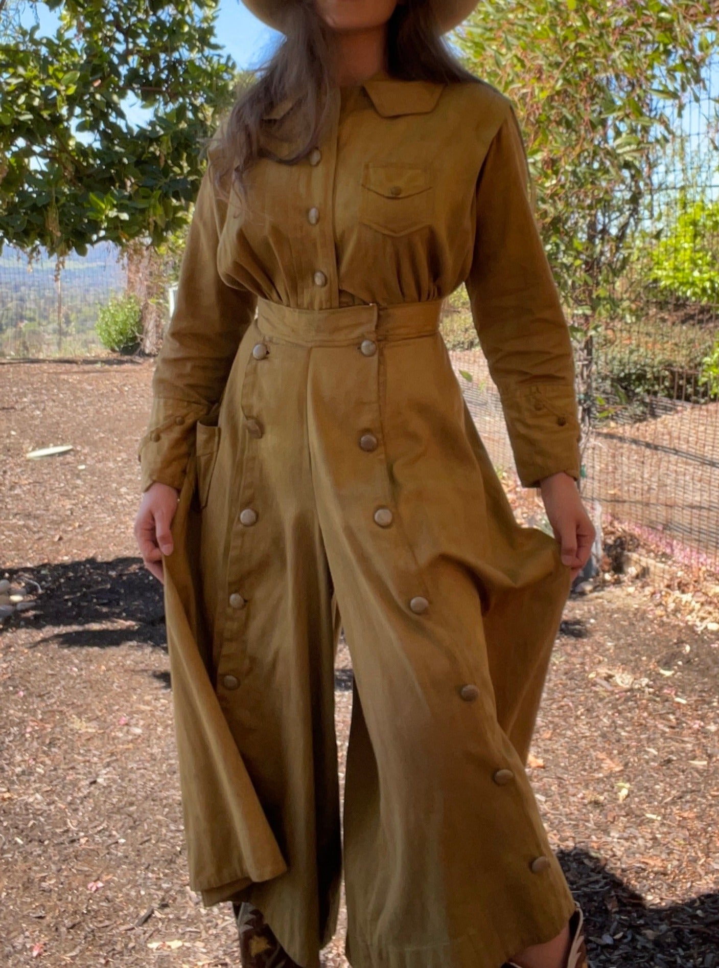 Rare 1915 Ladies Khaki Convertible Sporting Jumpsuit
