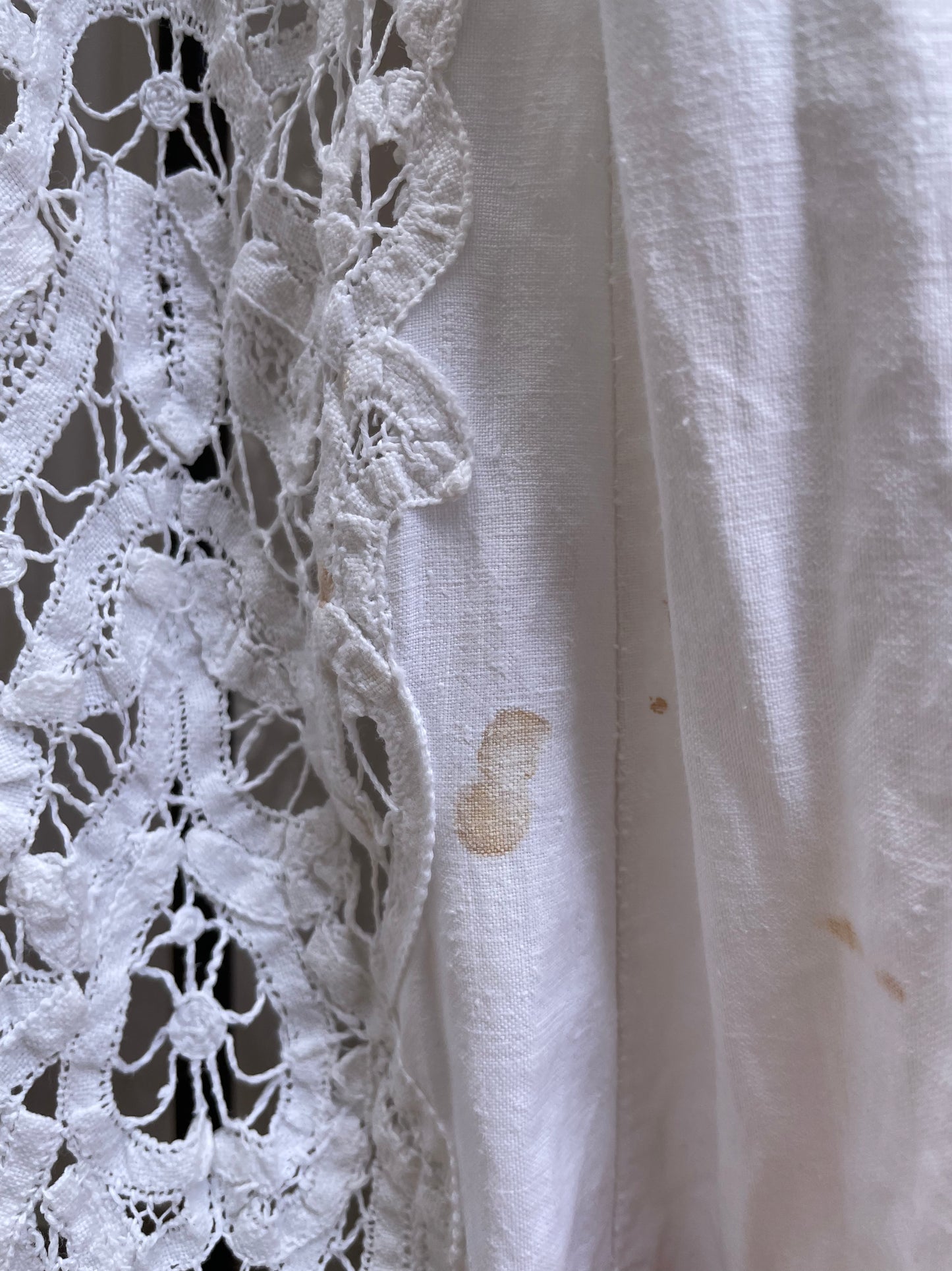 RESERVED Antique Linen & Battenburg Lace Skirt