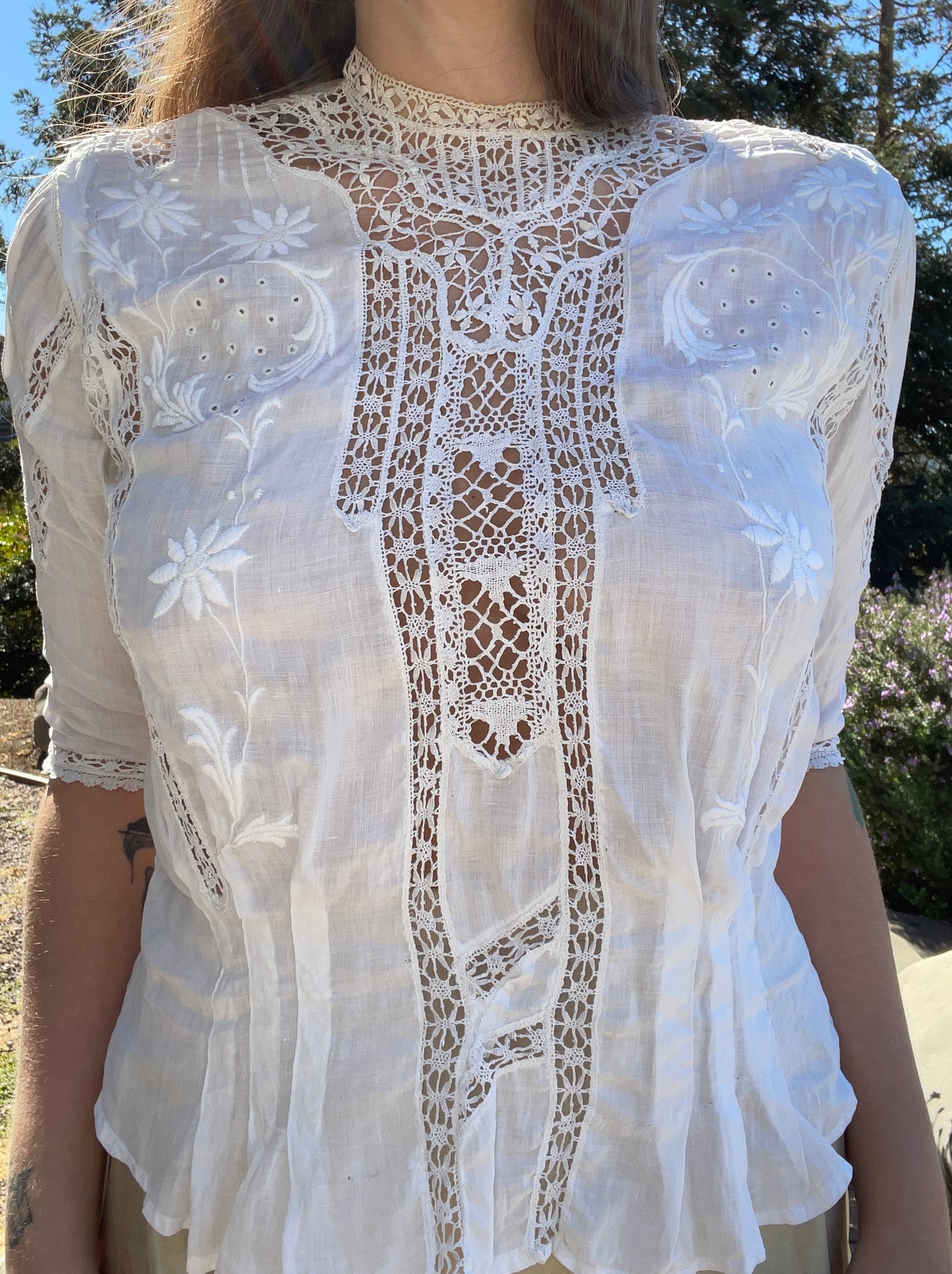 Edwardian Embroidered Whitework Cotton Lawn Blouse