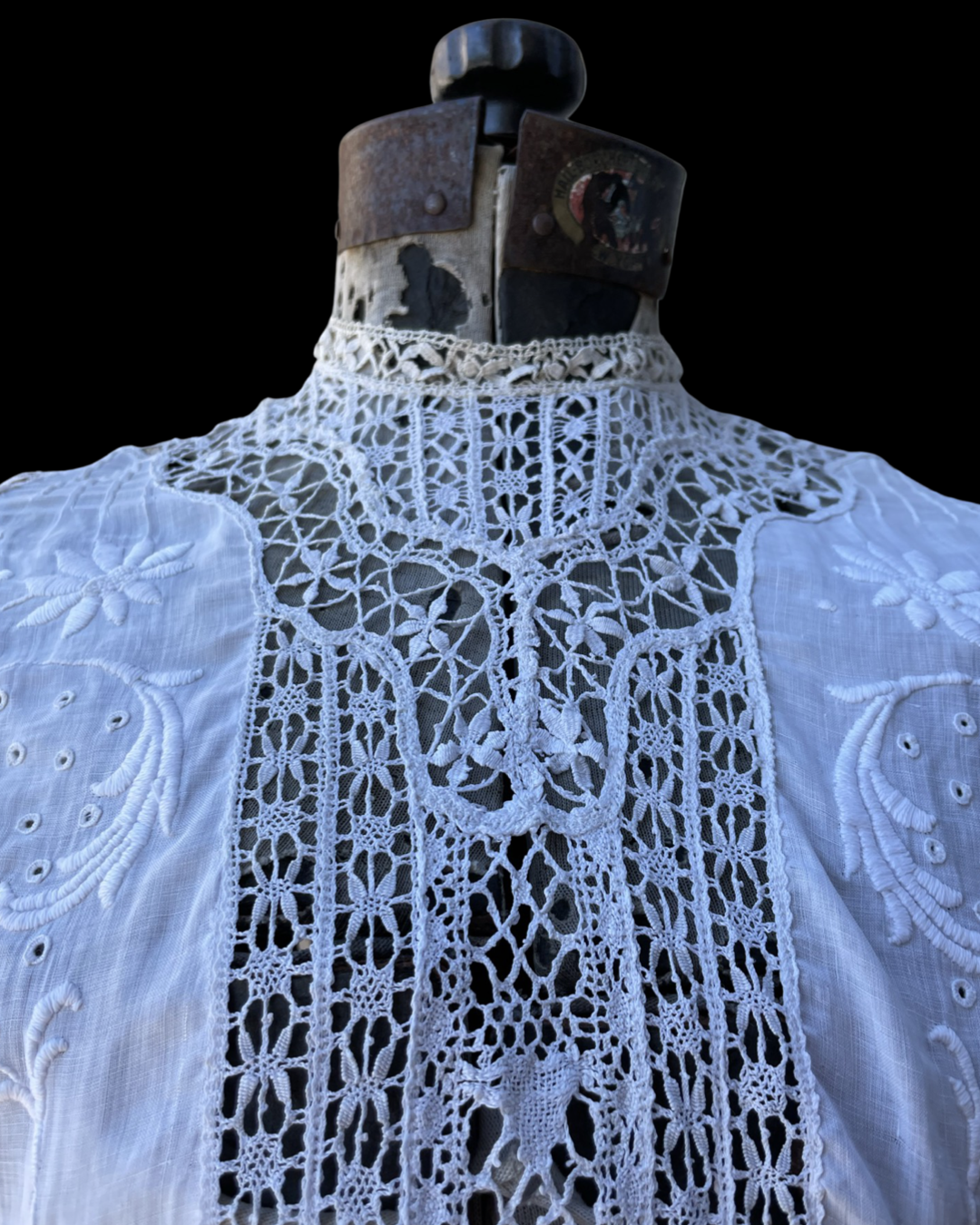 Edwardian Embroidered Whitework Cotton Lawn Blouse