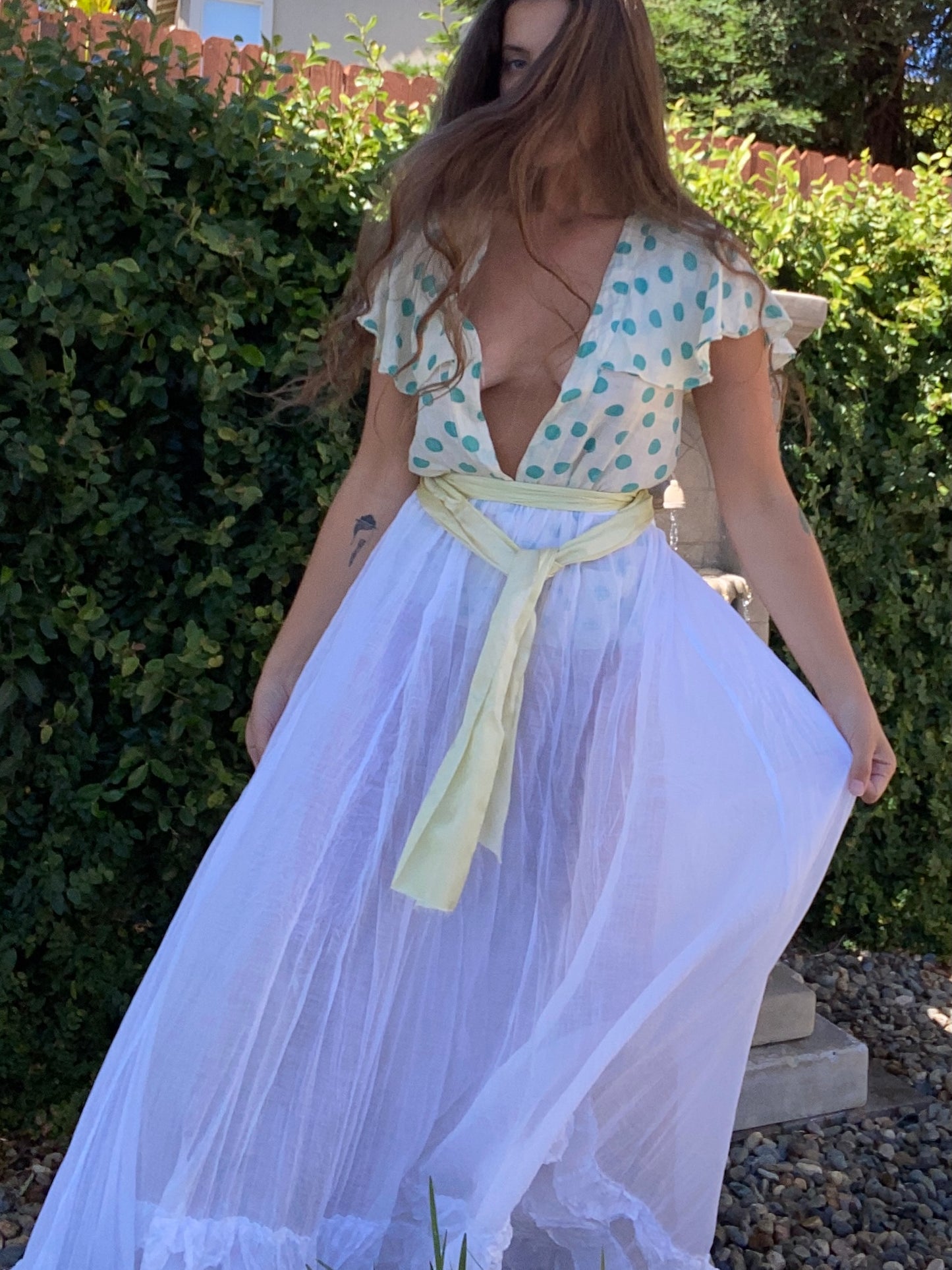 Antique Edwardian Cotton Lawn Ruffle Hem Skirt