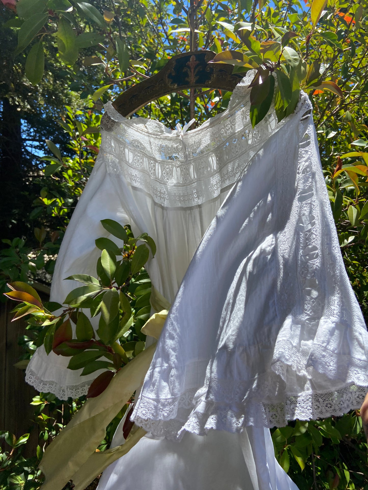Edwardian Cotton Flutter Sleeve Cotton/ Lace Night Dress