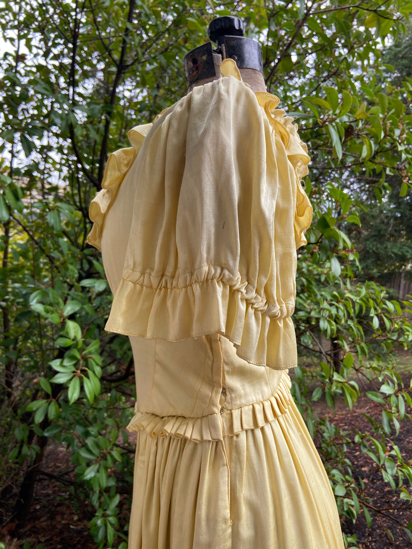 Antique Late Edwardian Golden Messaline Satin Gown