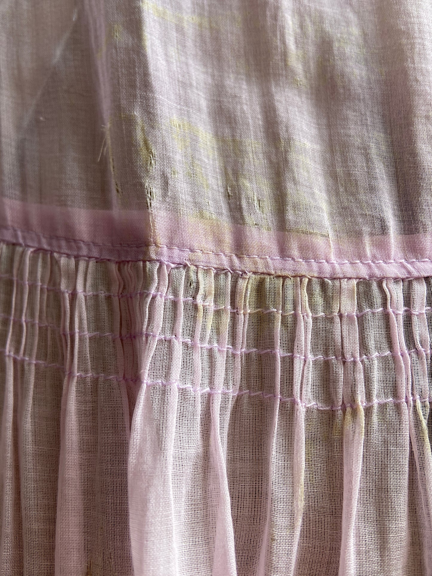 1920s Drop Waist Cotton Voile Flower Basket Dress