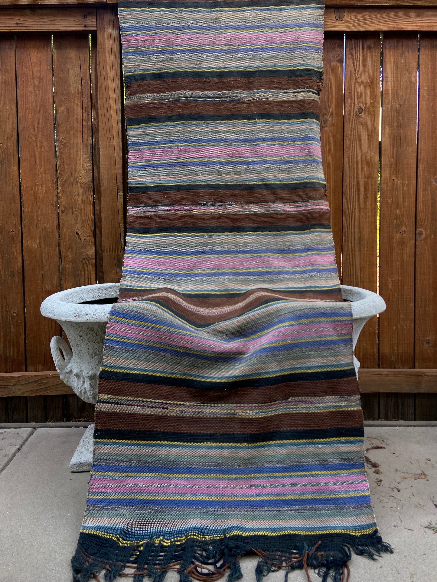 Depression Era Handmade Rag Rug Runner