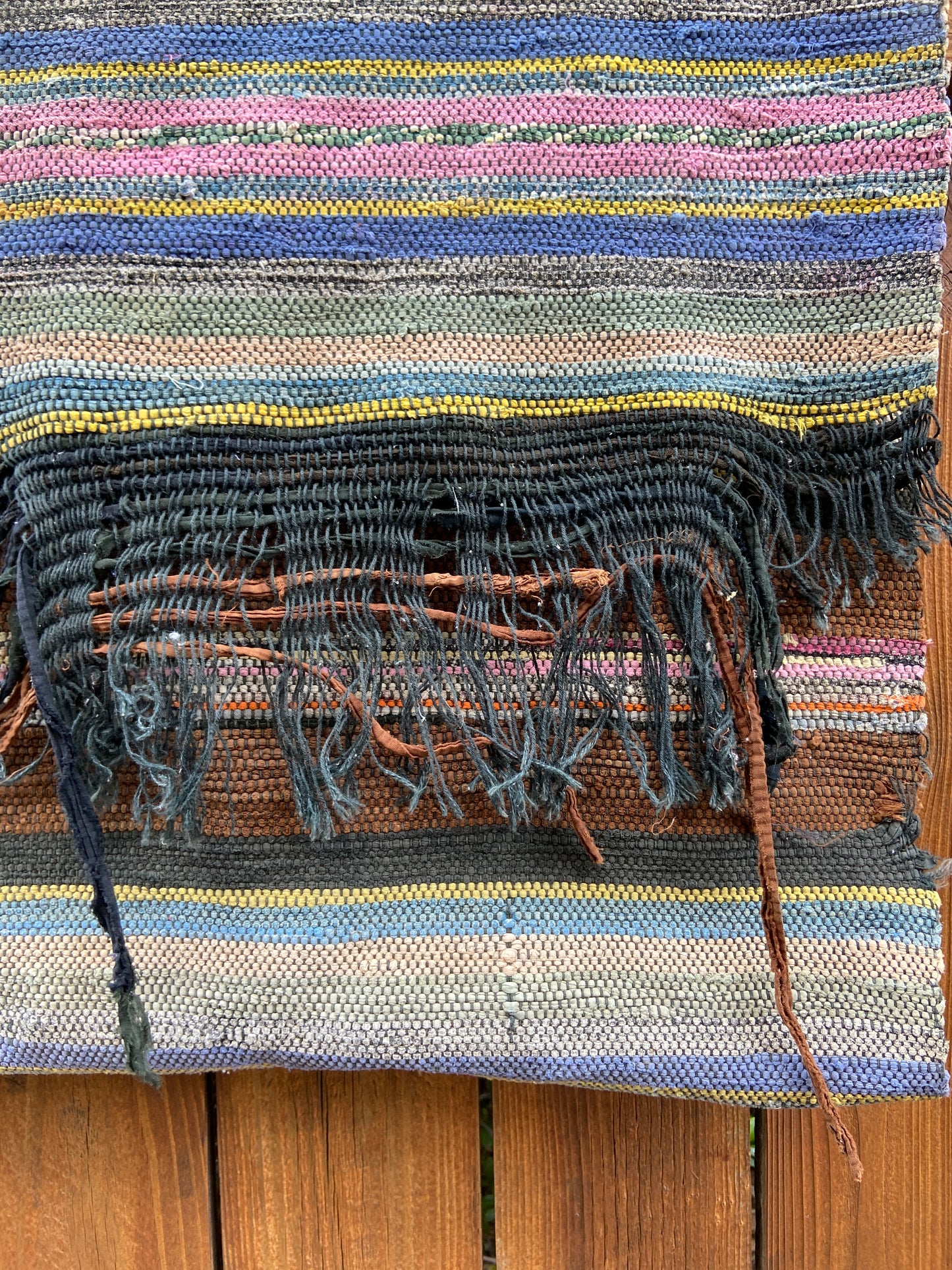 Depression Era Handmade Rag Rug Runner