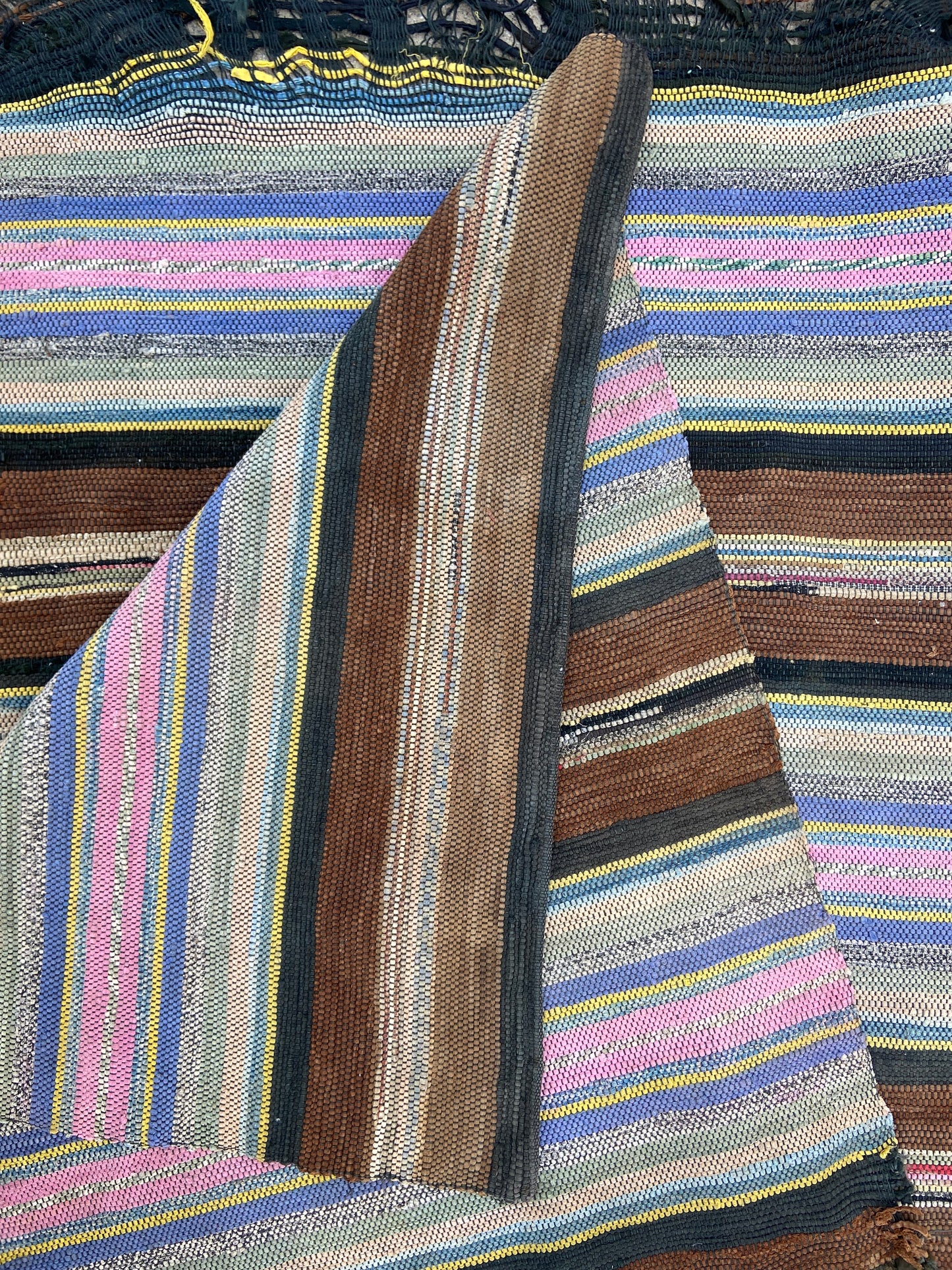 Depression Era Handmade Rag Rug Runner