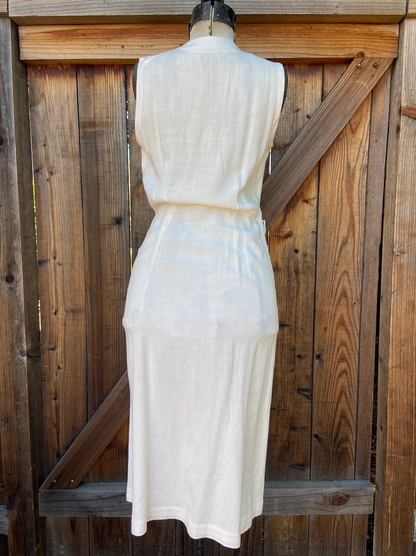 Carved MOP Flower Button 1930s Rayon Gabardine Day Dress