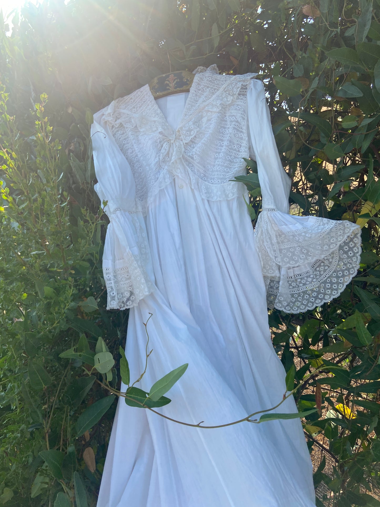 1890s Trousseau Cotton Leg O Mutton Gown