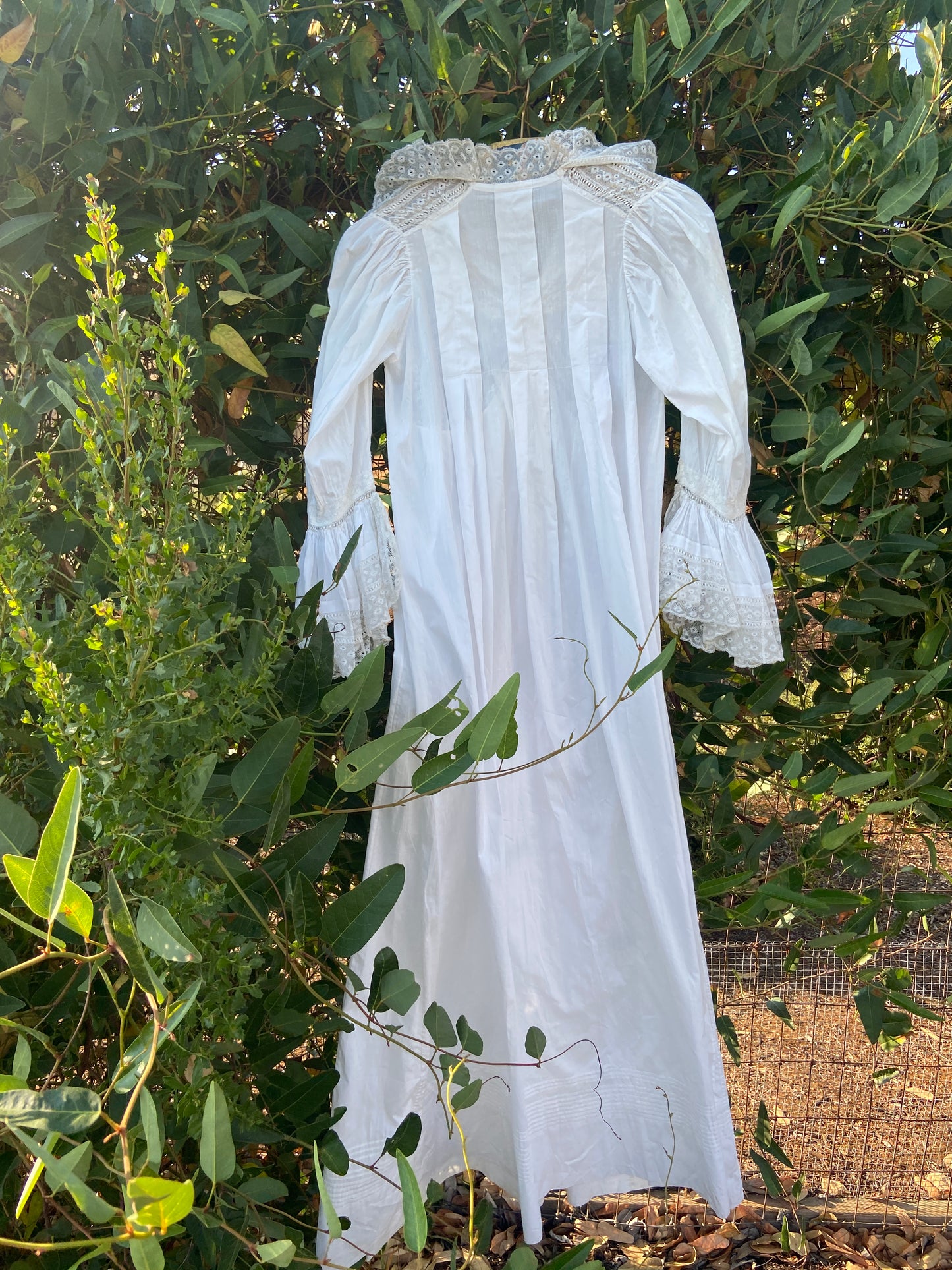 1890s Trousseau Cotton Leg O Mutton Gown