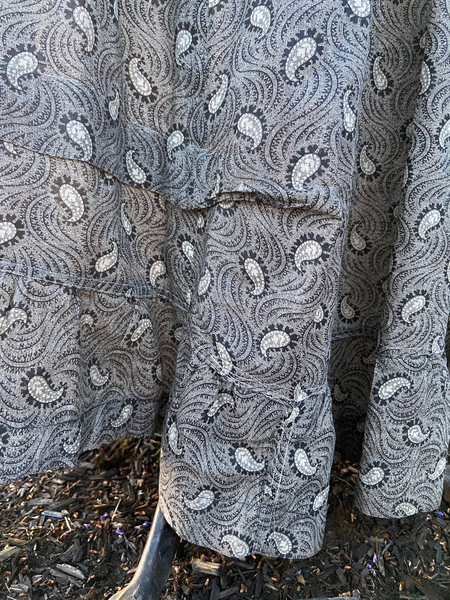 Antique 19th C Paisley Calico Skirt wth Hip Pocket