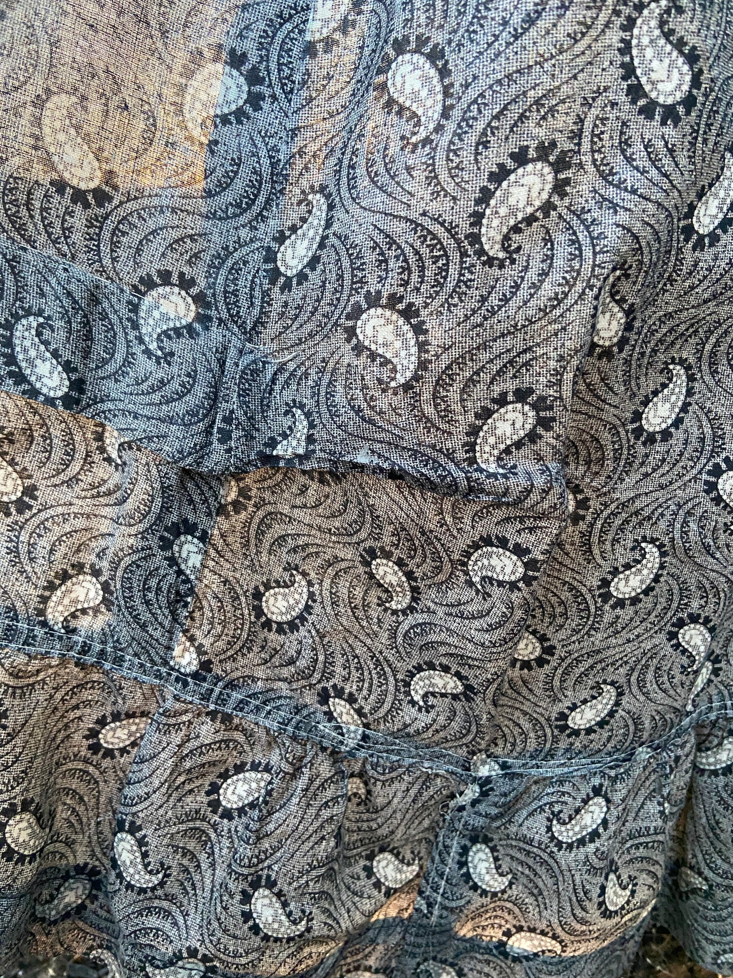 Antique 19th C Paisley Calico Skirt wth Hip Pocket