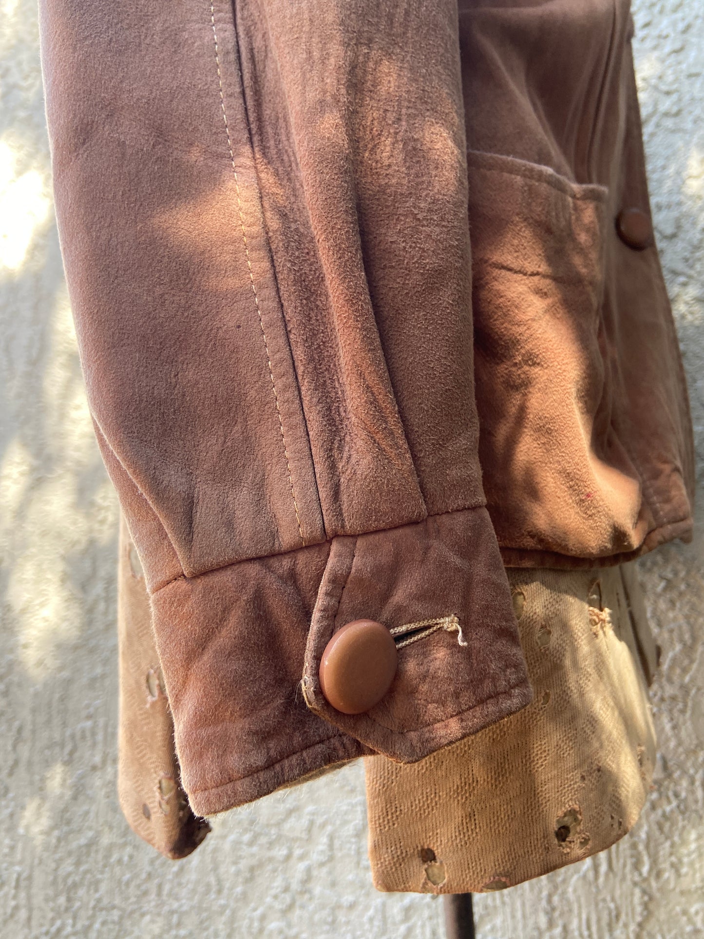 1940s Button Front Suede Tie Waist Jacket