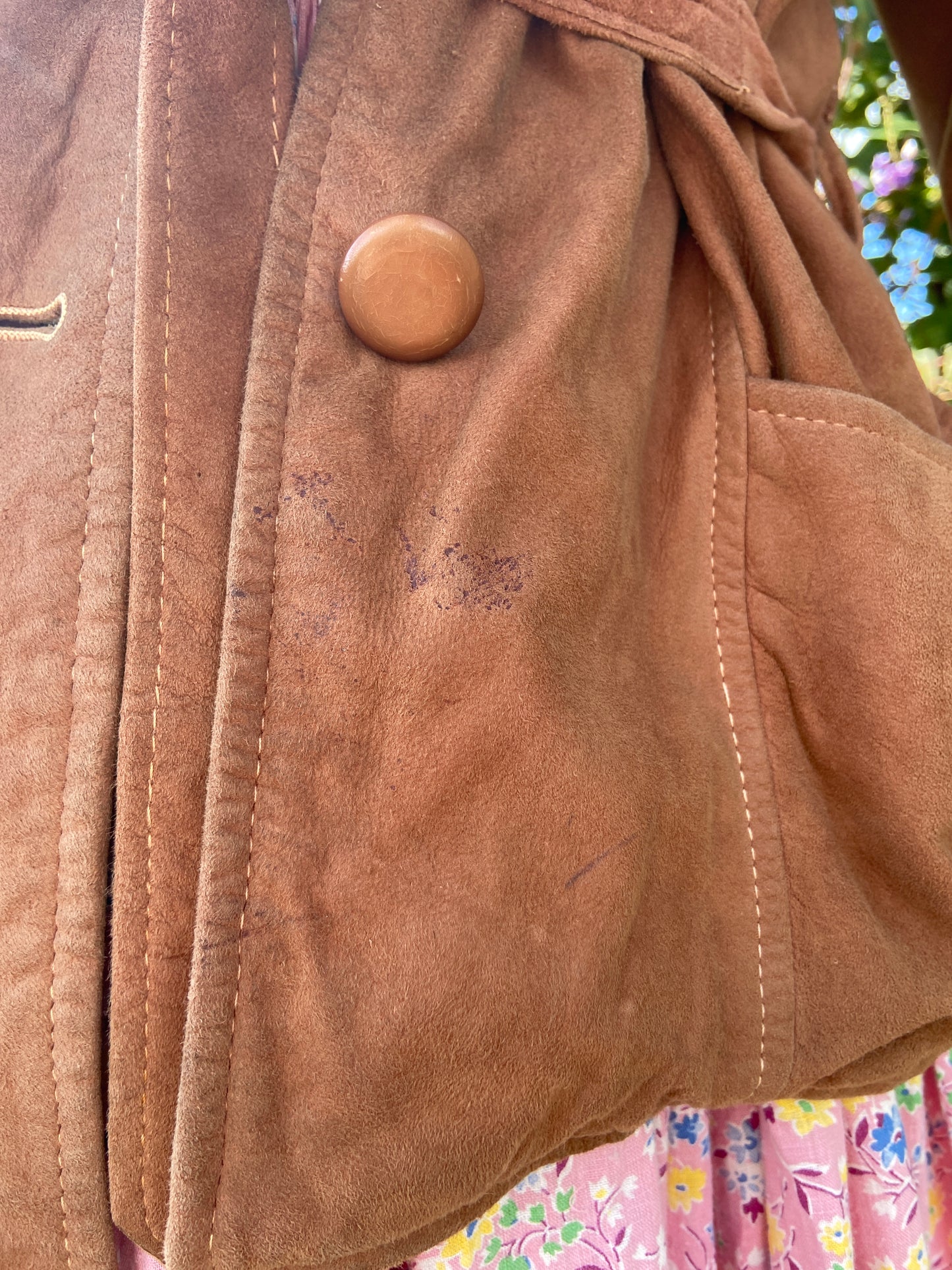 1940s Button Front Suede Tie Waist Jacket