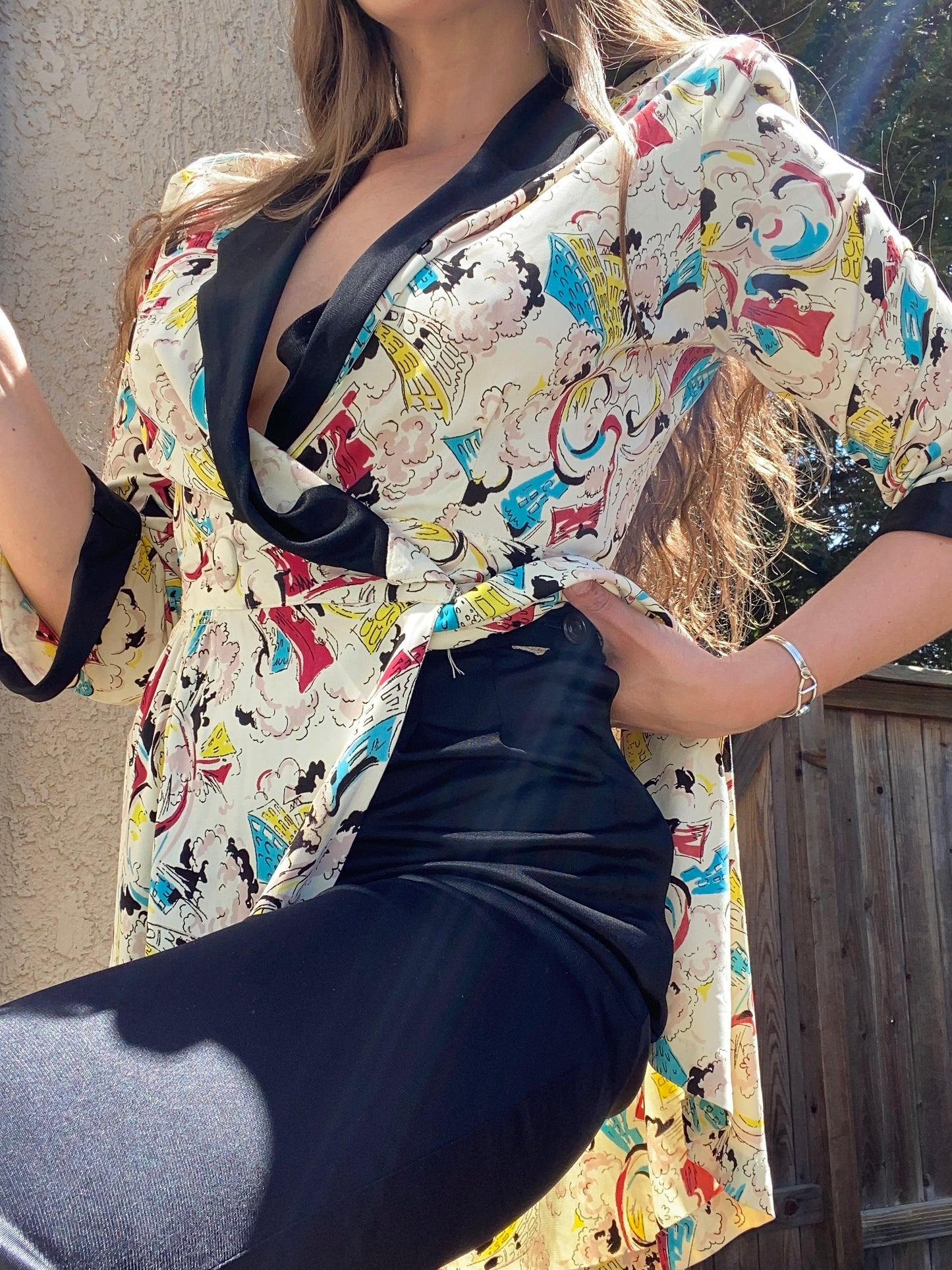 1940s Novelty Print Hostess Lounge Set