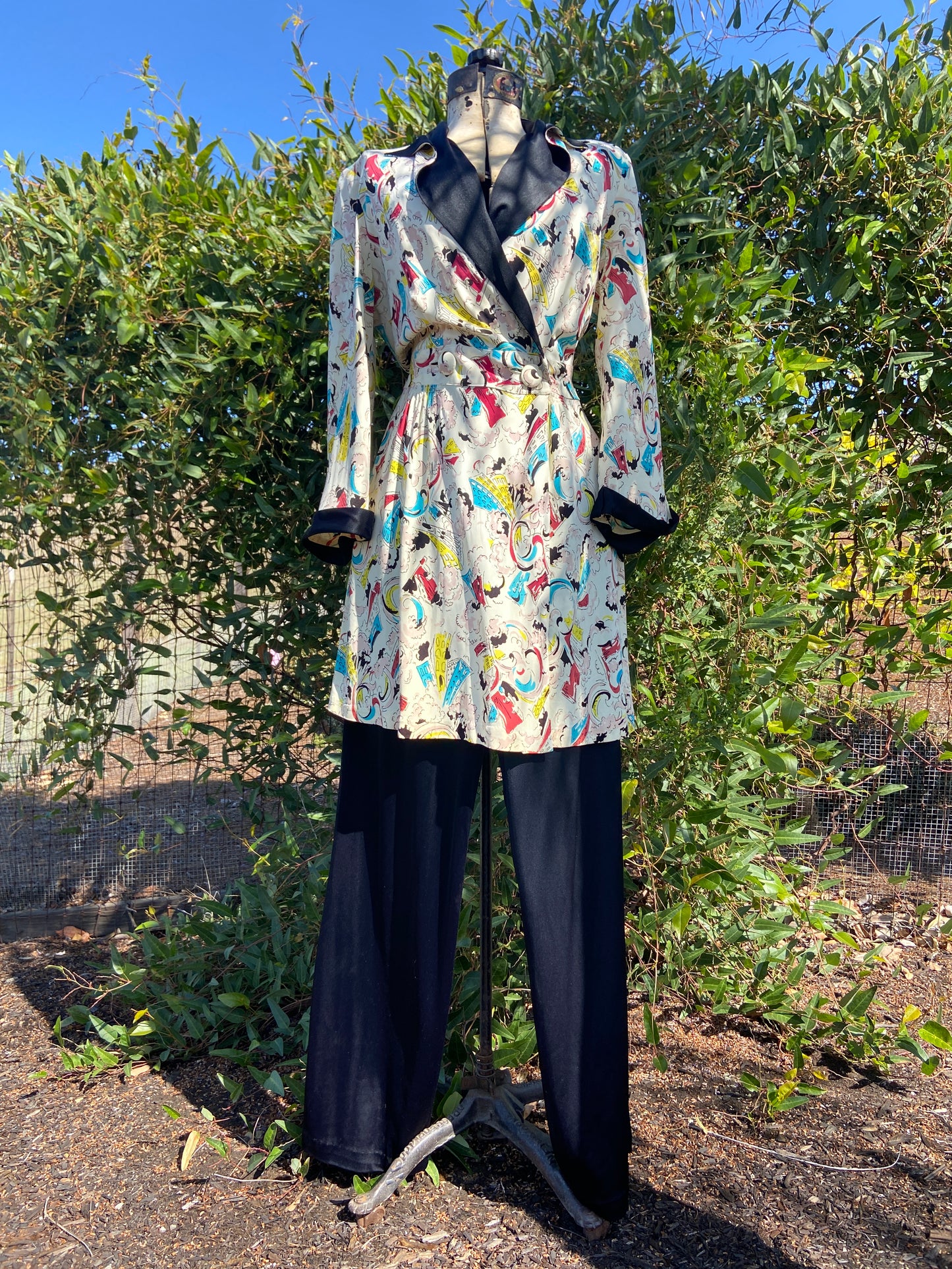 1940s Novelty Print Hostess Lounge Set