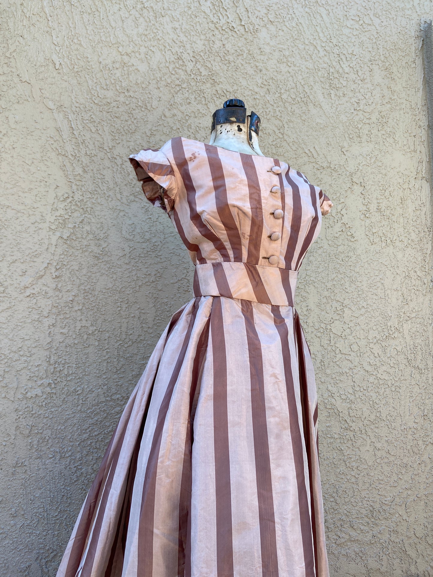 Antique 1860s Striped Evening Dress