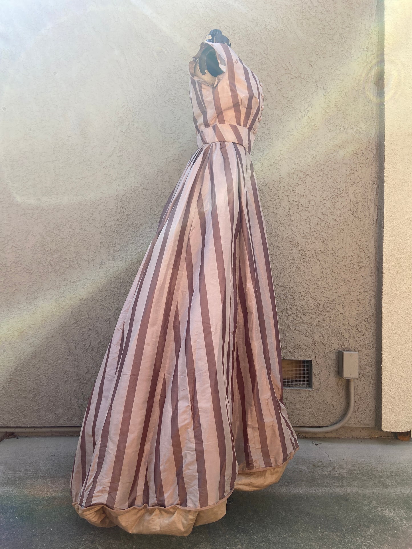 Antique 1860s Striped Evening Dress