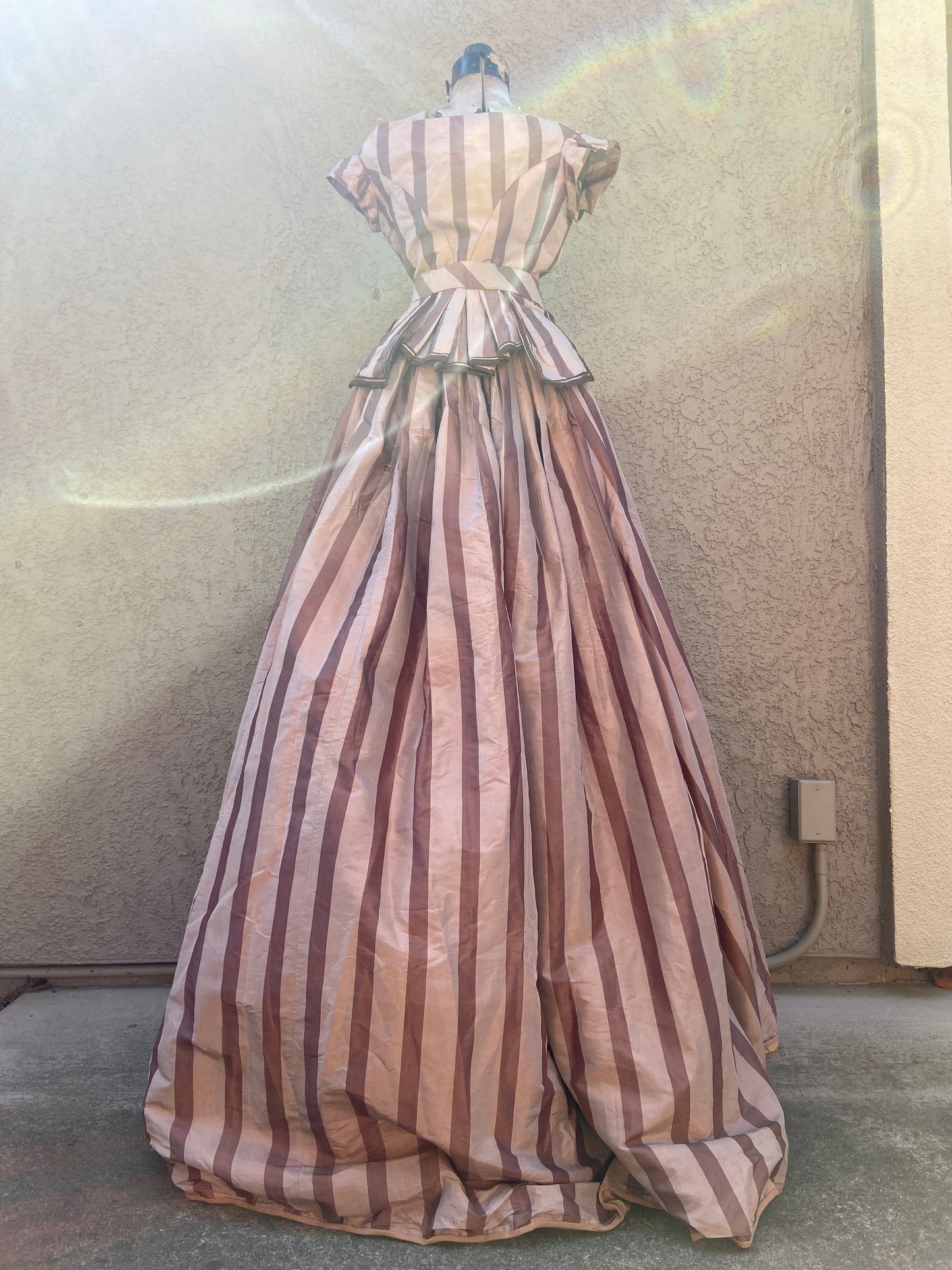 Antique 1860s Striped Evening Dress