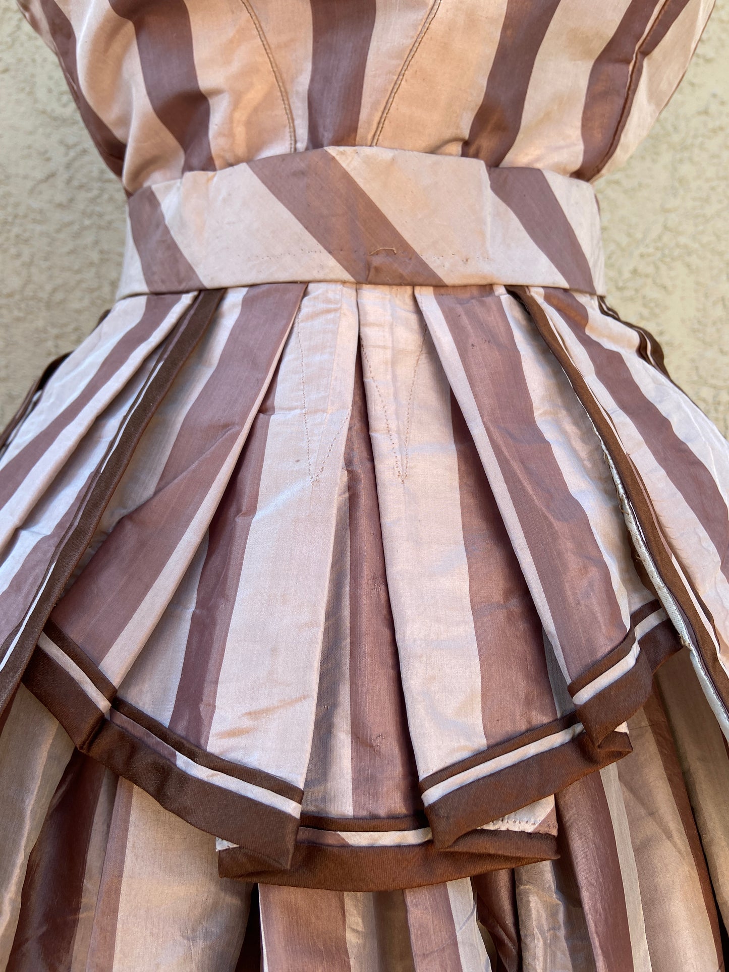 Antique 1860s Striped Evening Dress