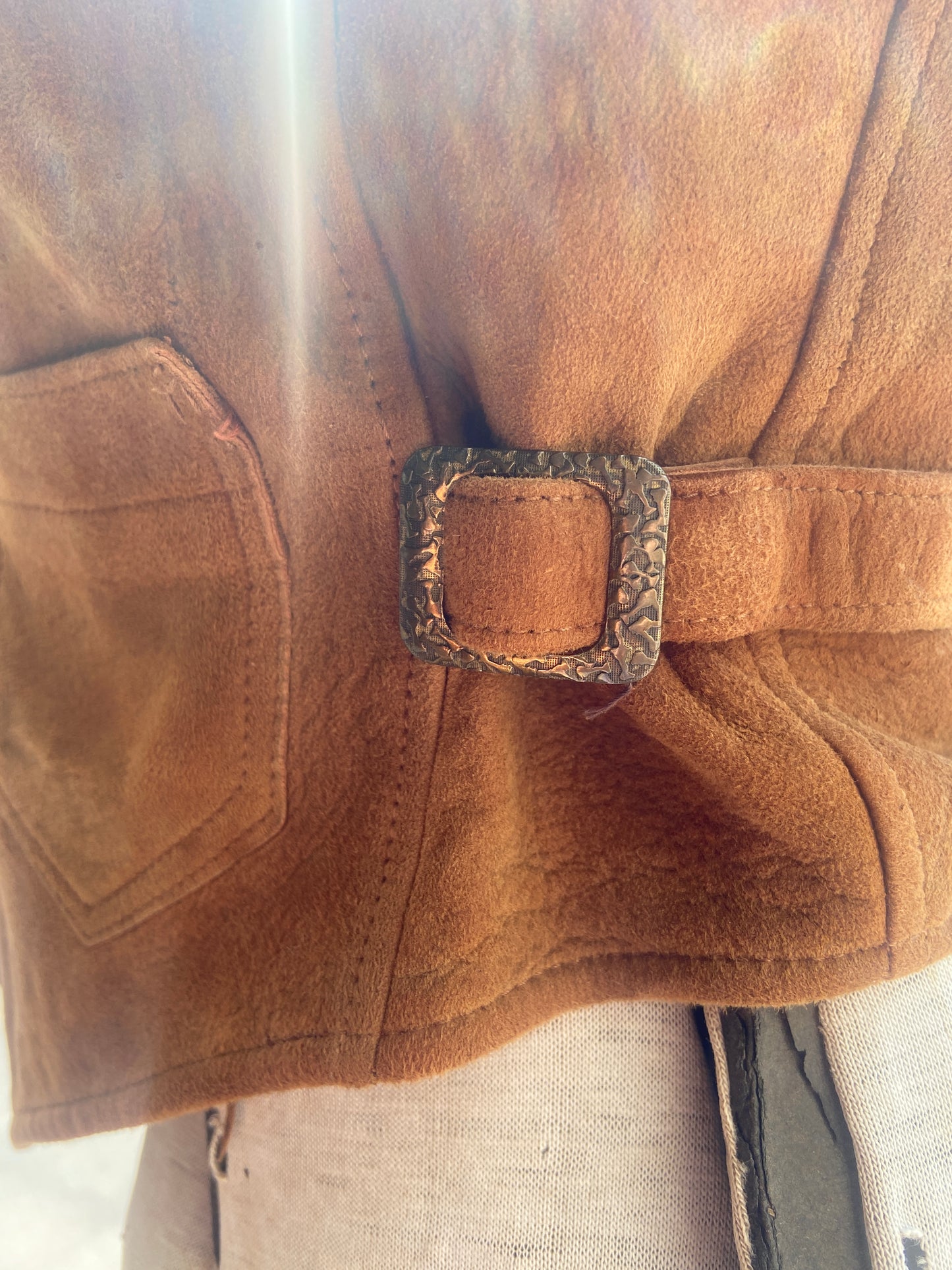 1930s Leather Vest With Side Buckle Adjusters