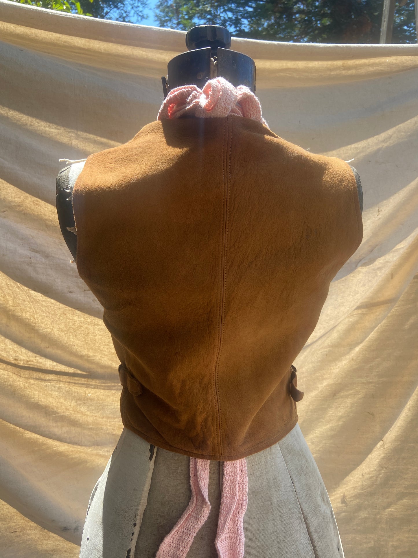 1930s Leather Vest With Side Buckle Adjusters