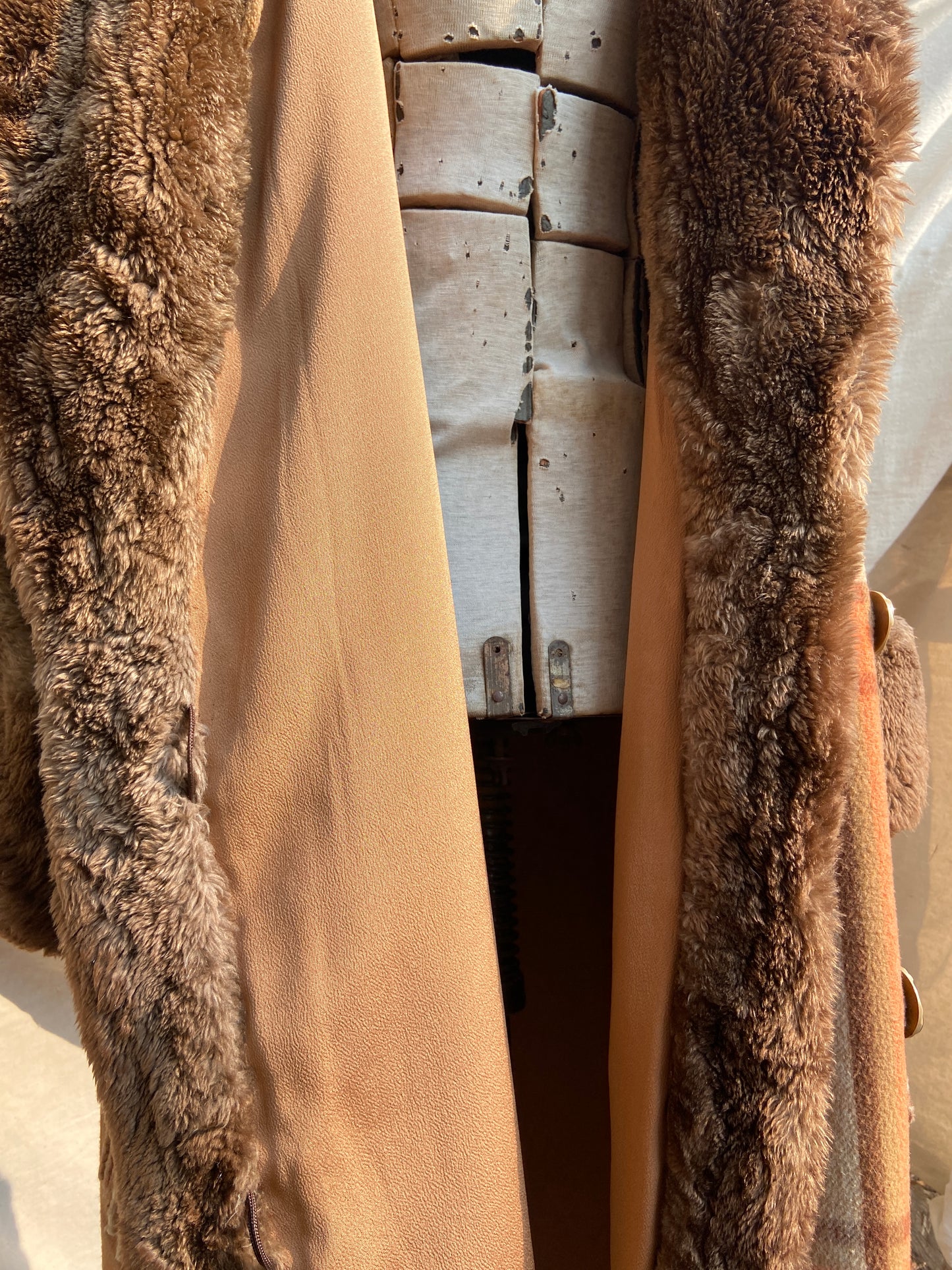 RESERVED~ 1920s Plaid Wool Fur Trimmed Fringe Coat