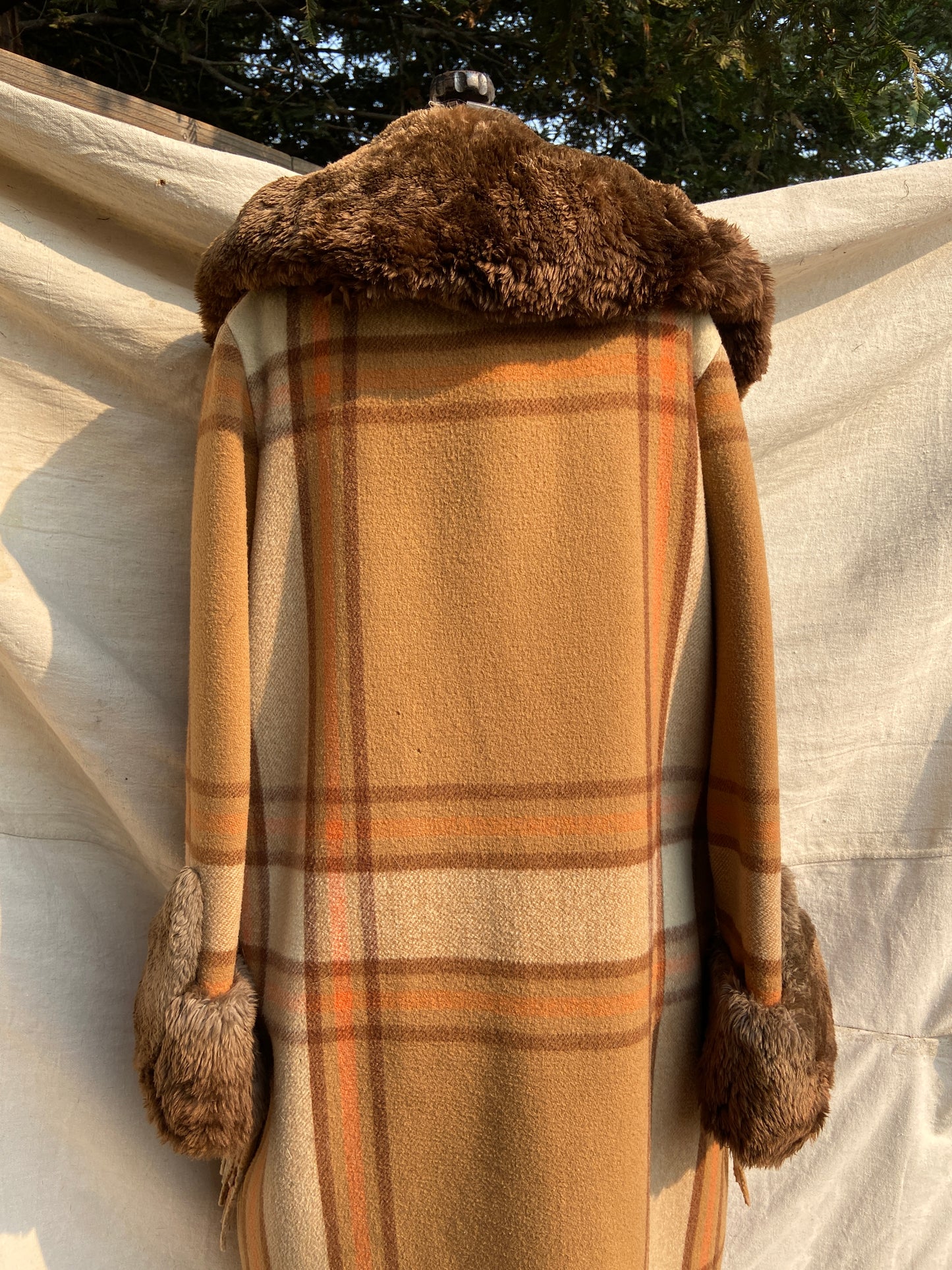 RESERVED~ 1920s Plaid Wool Fur Trimmed Fringe Coat