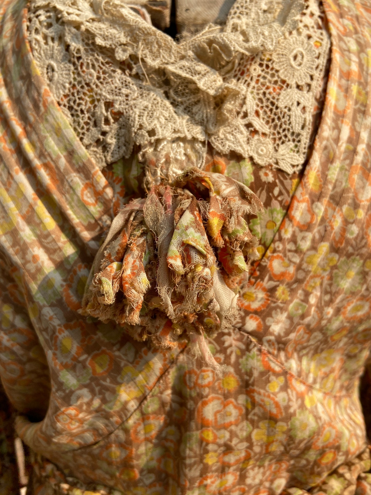 Late 1920s Autumnal Voile Day Dress