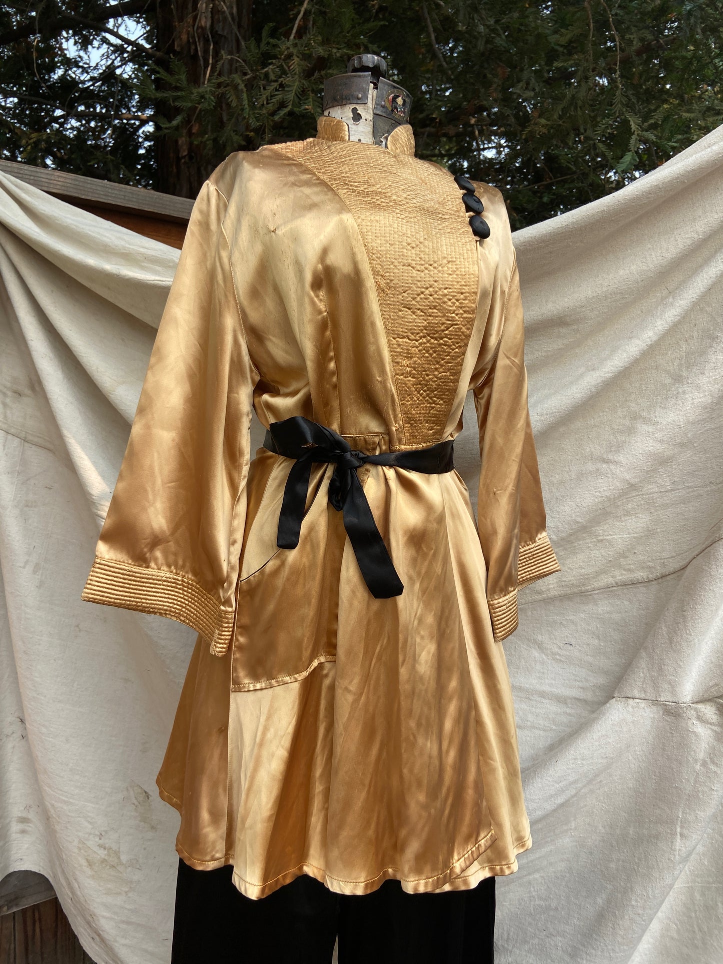 1940s Two Piece Satin Hostess Pajamas