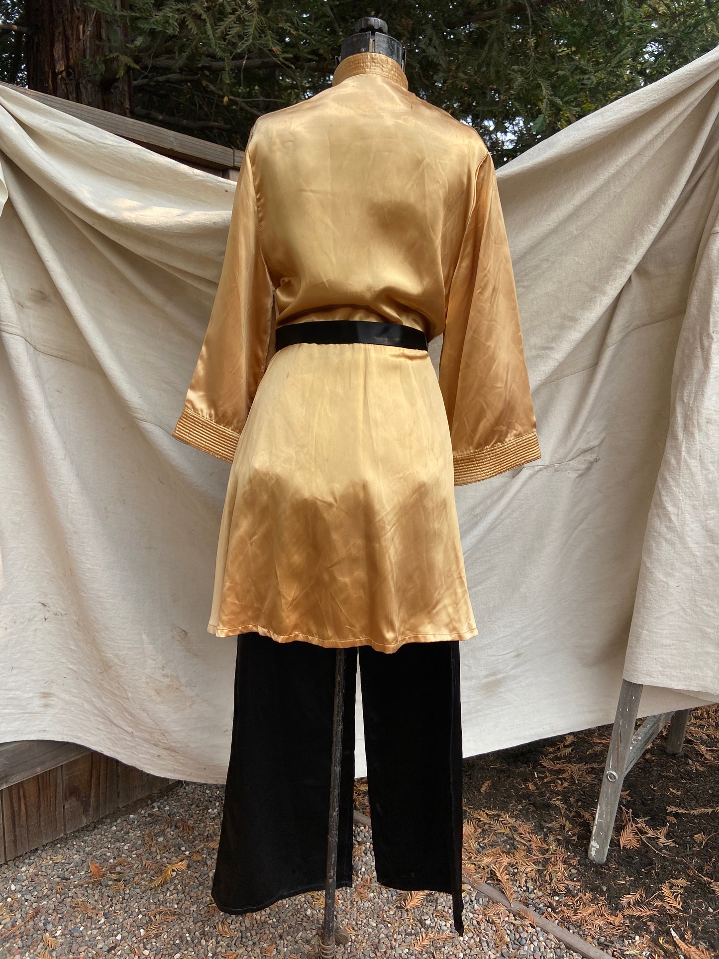 1940s Two Piece Satin Hostess Pajamas