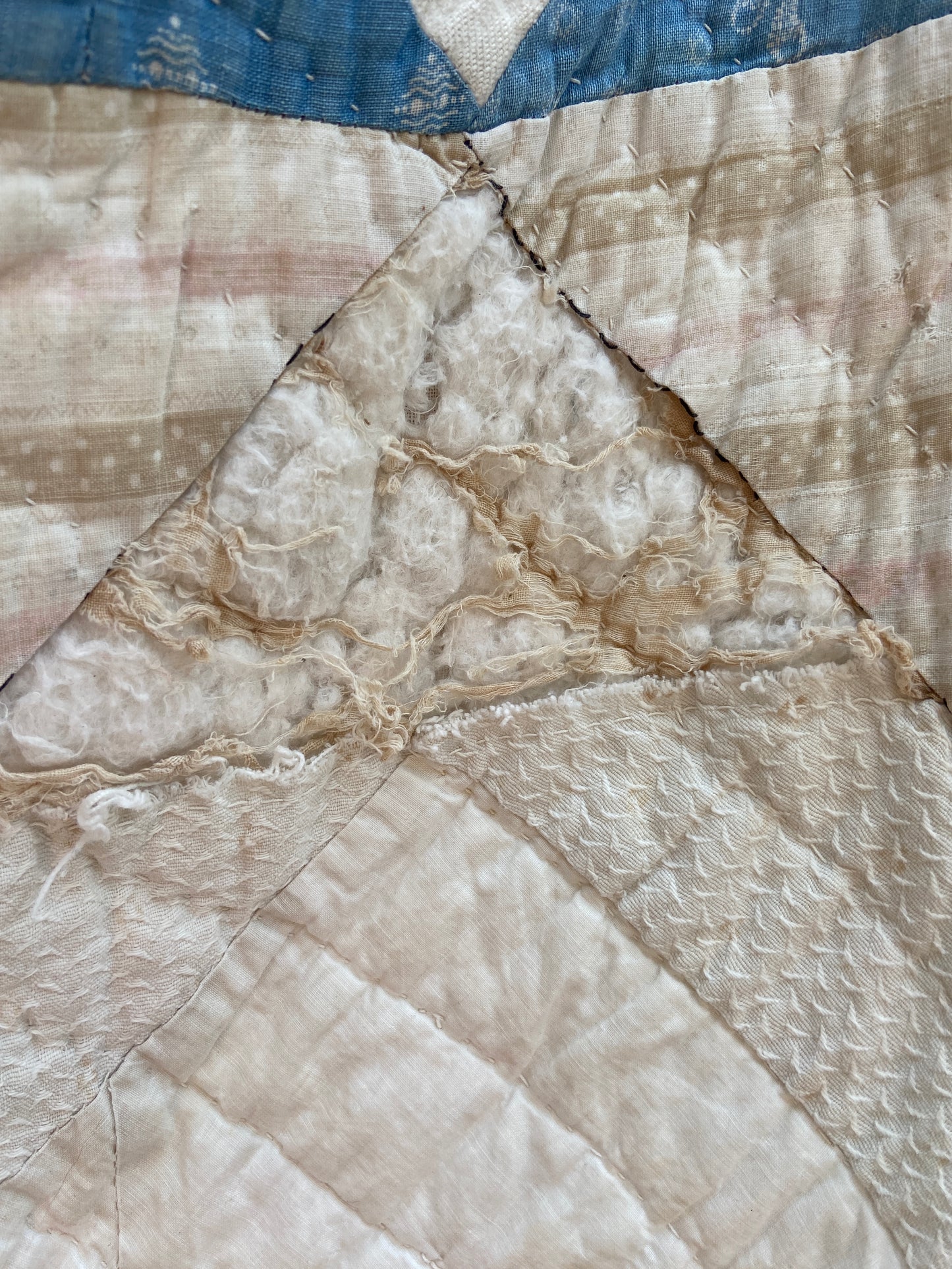 Antique 'Snail Trail' Pieced Calico Quilt