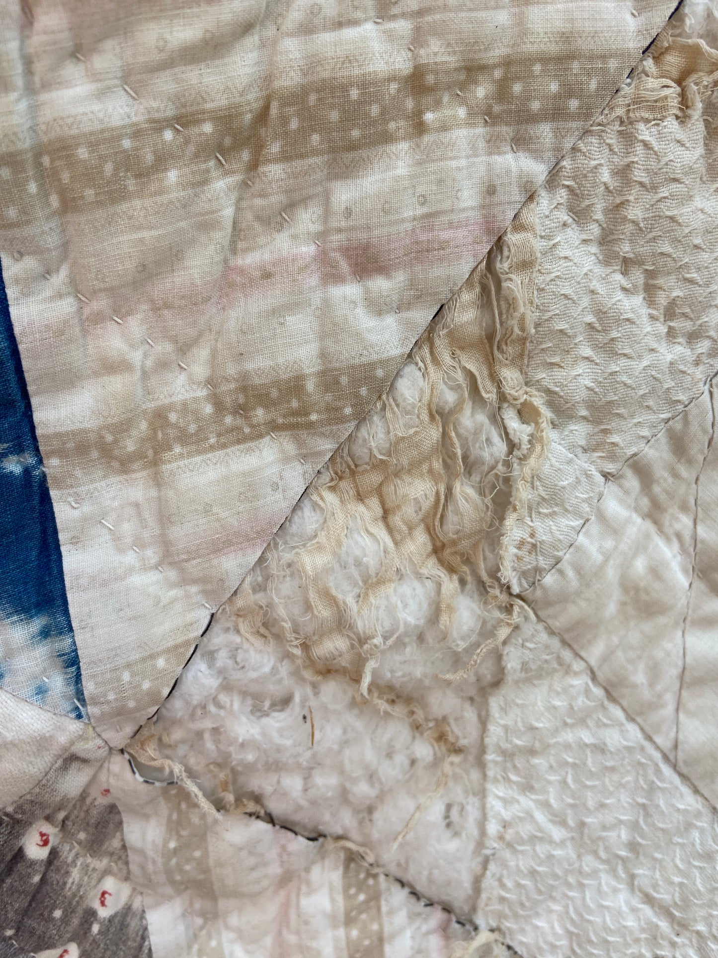 Antique 'Snail Trail' Pieced Calico Quilt