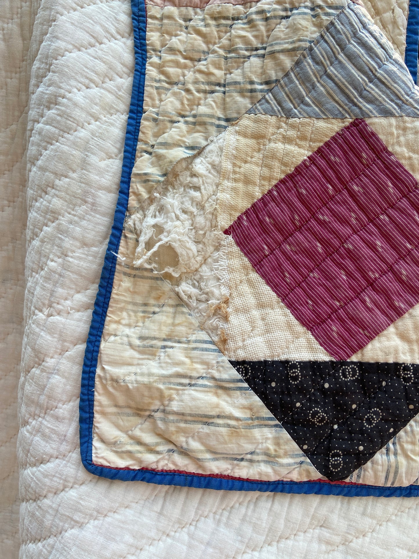 Antique 'Snail Trail' Pieced Calico Quilt