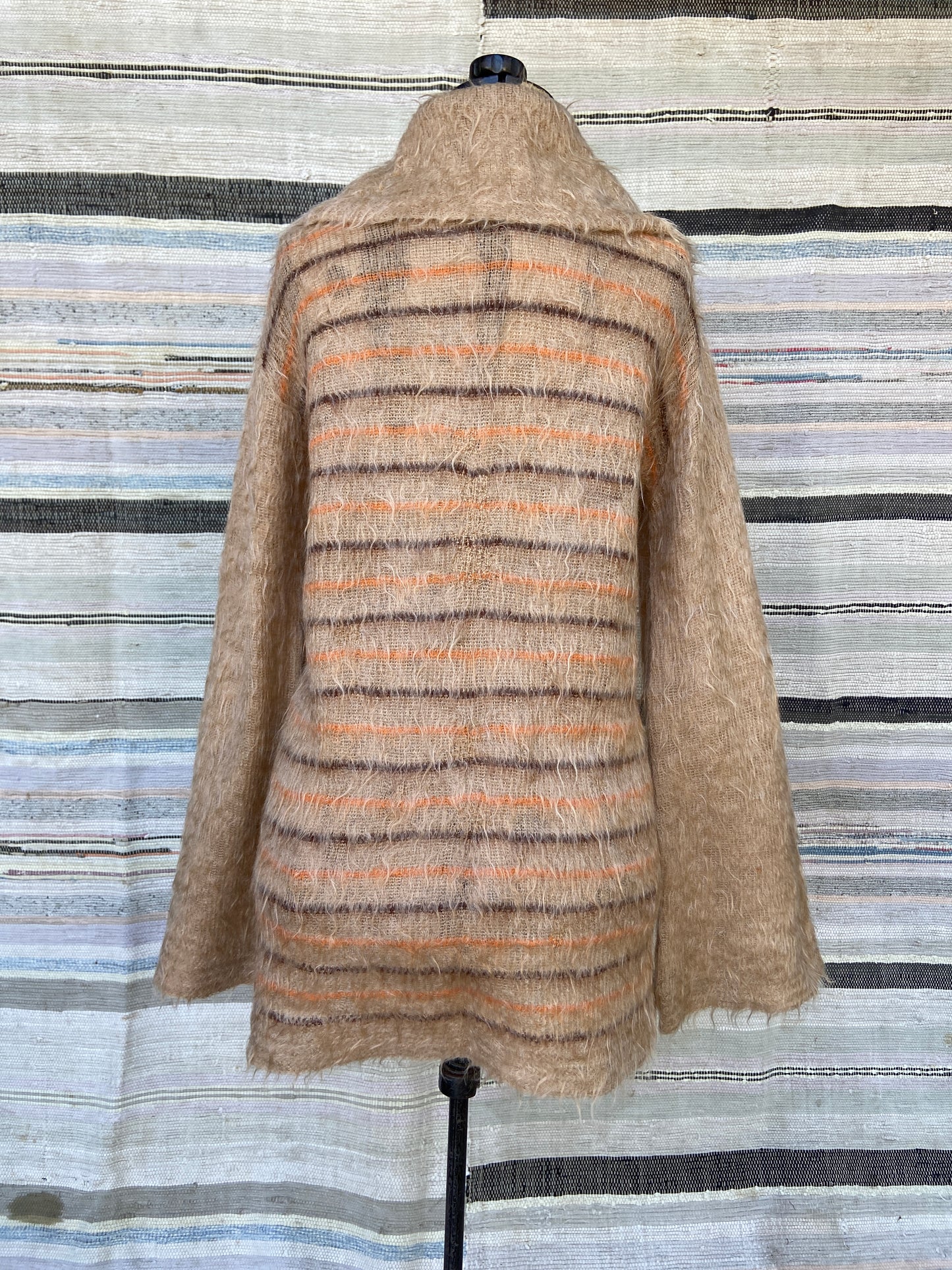 Rare 1920's Striped Mohair Sports Sweater/ Cardigan