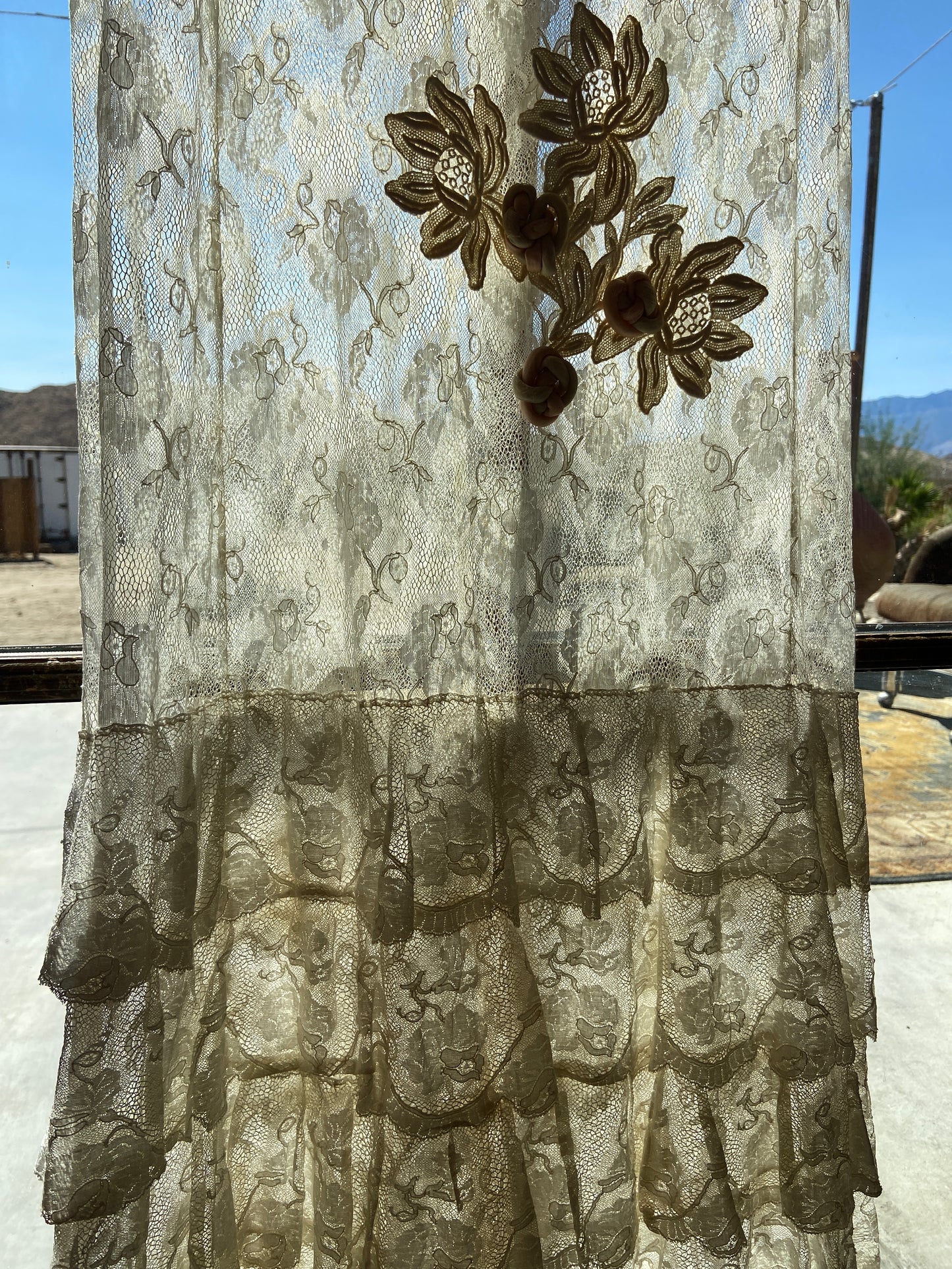 Edwardian Tiered Lace Appliqué Gown
