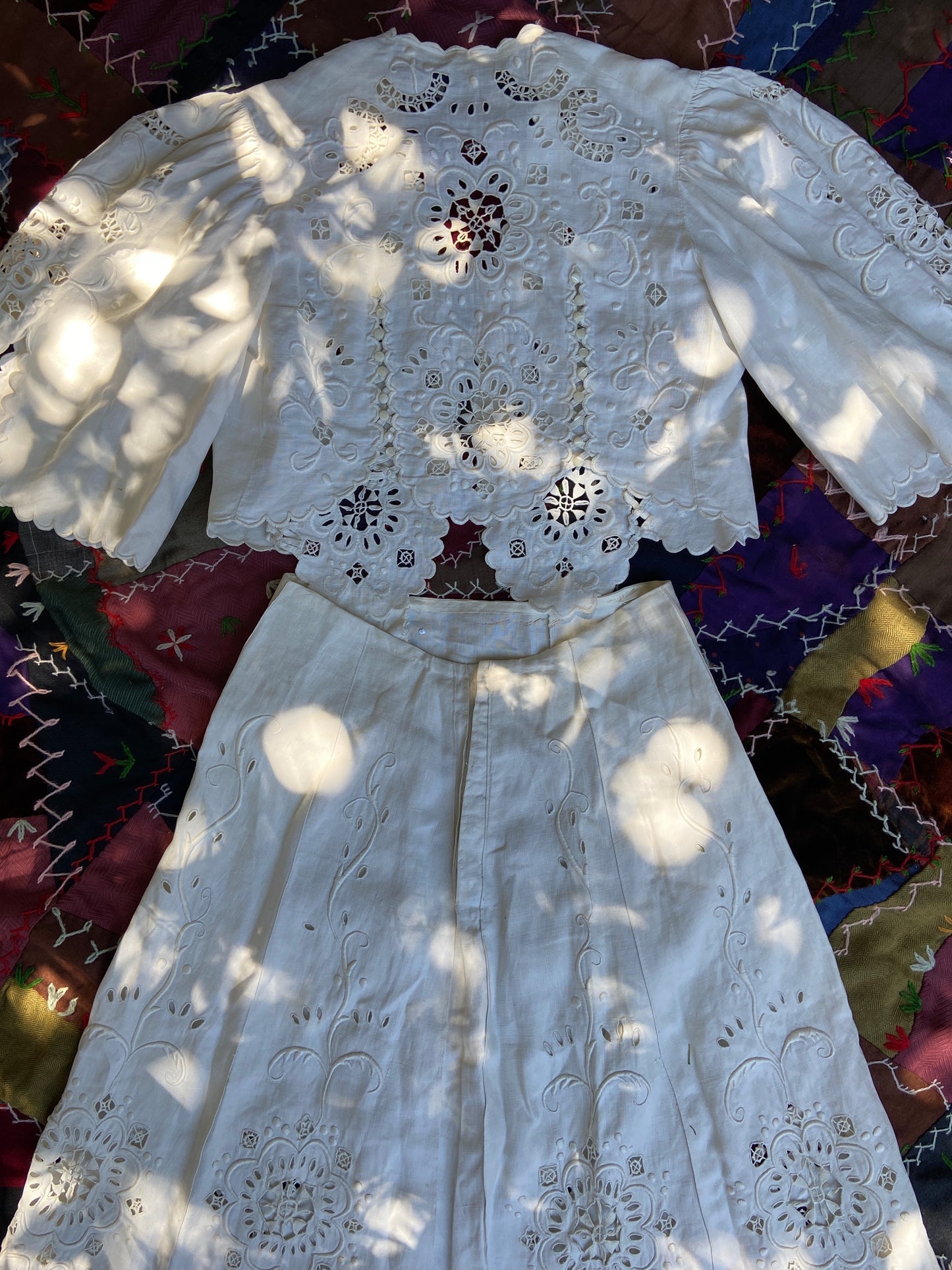 Edwardian Cutwork Linen Walking Suit Ensemble