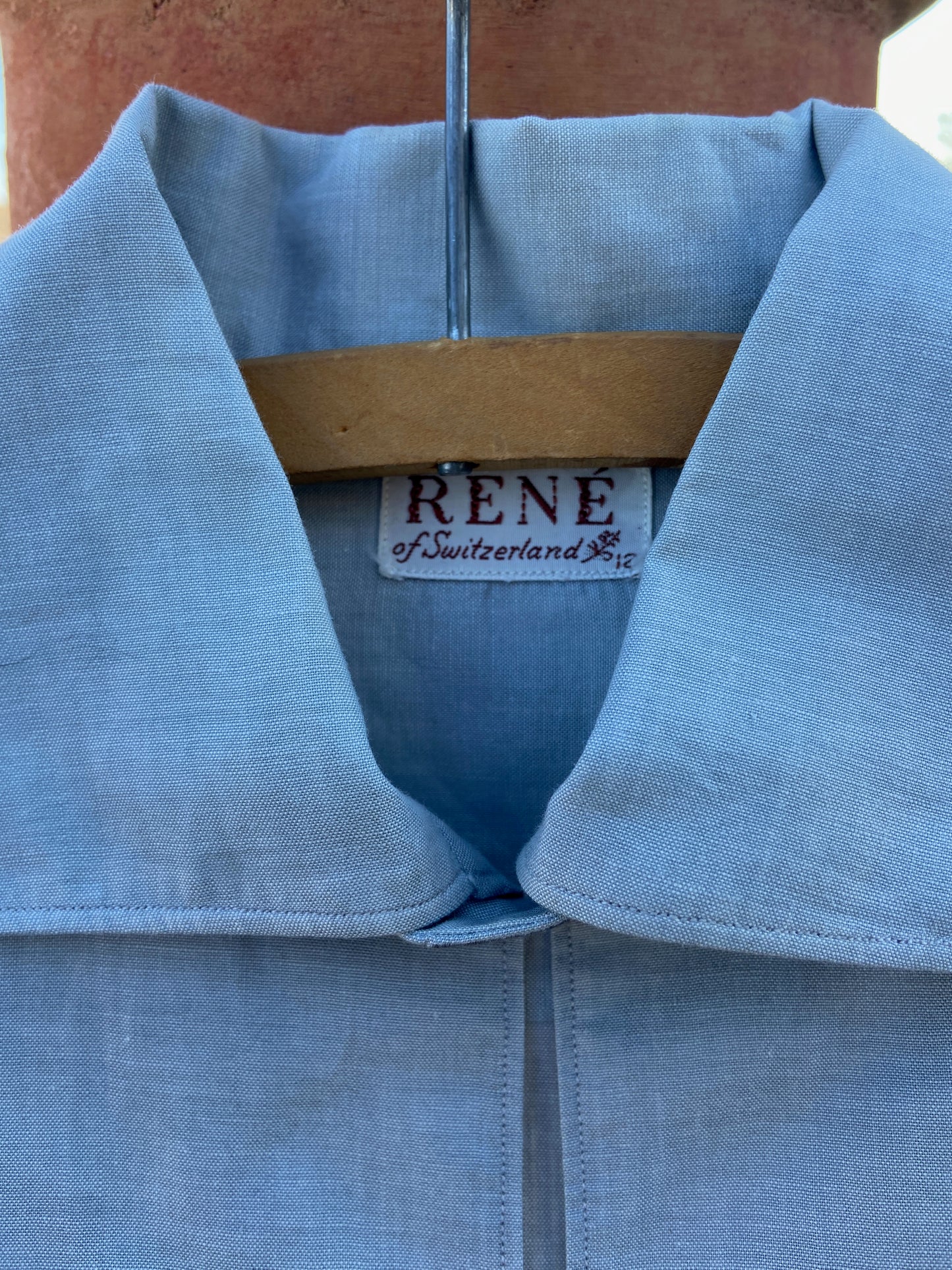 1940s Embroidered Chambray Blouse