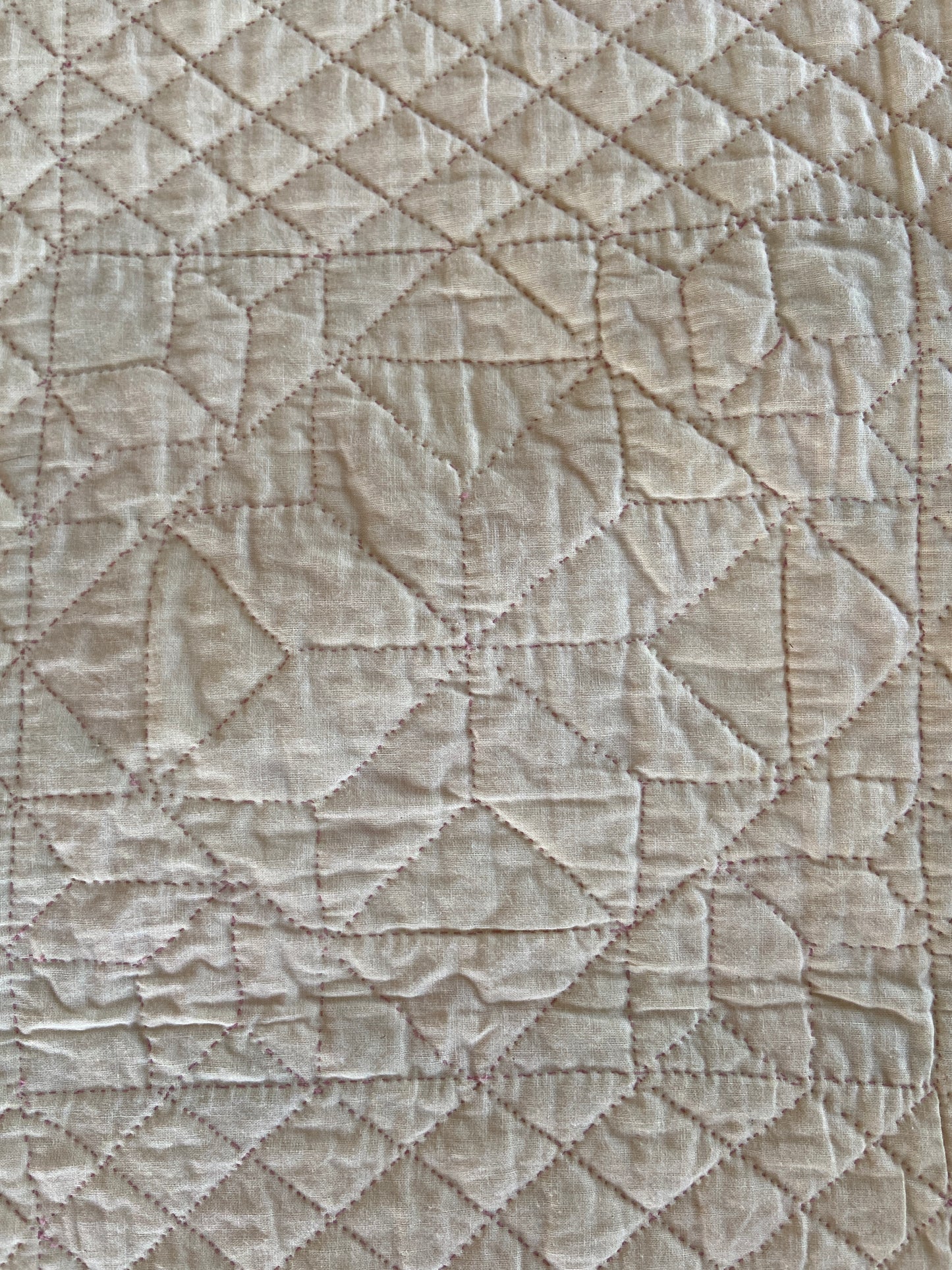 Early 1900s Ribbon Star Hand Sitched Quilt